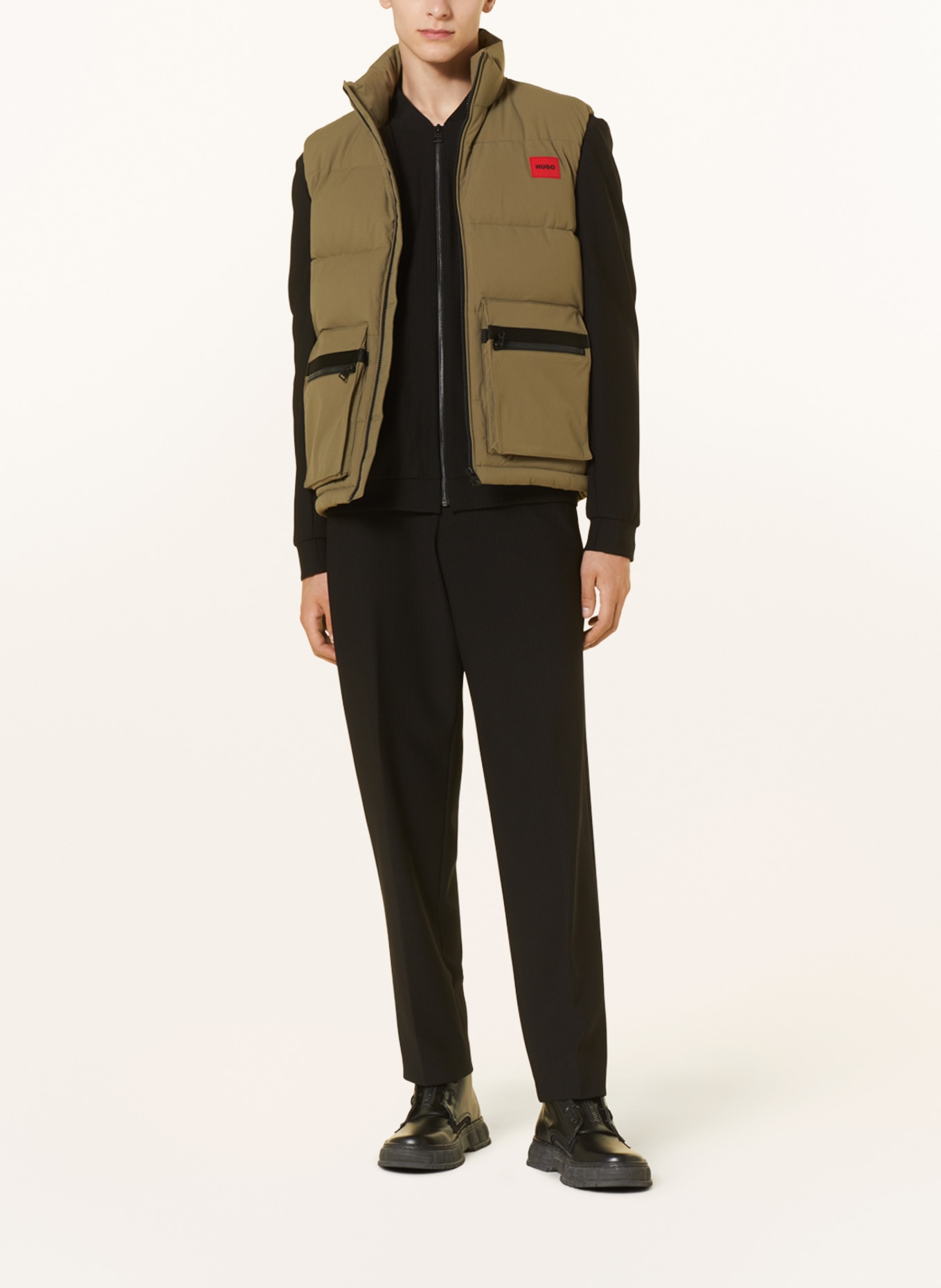HUGO Quilted vest BALTINO, Color: OLIVE/ BLACK (Image 2)
