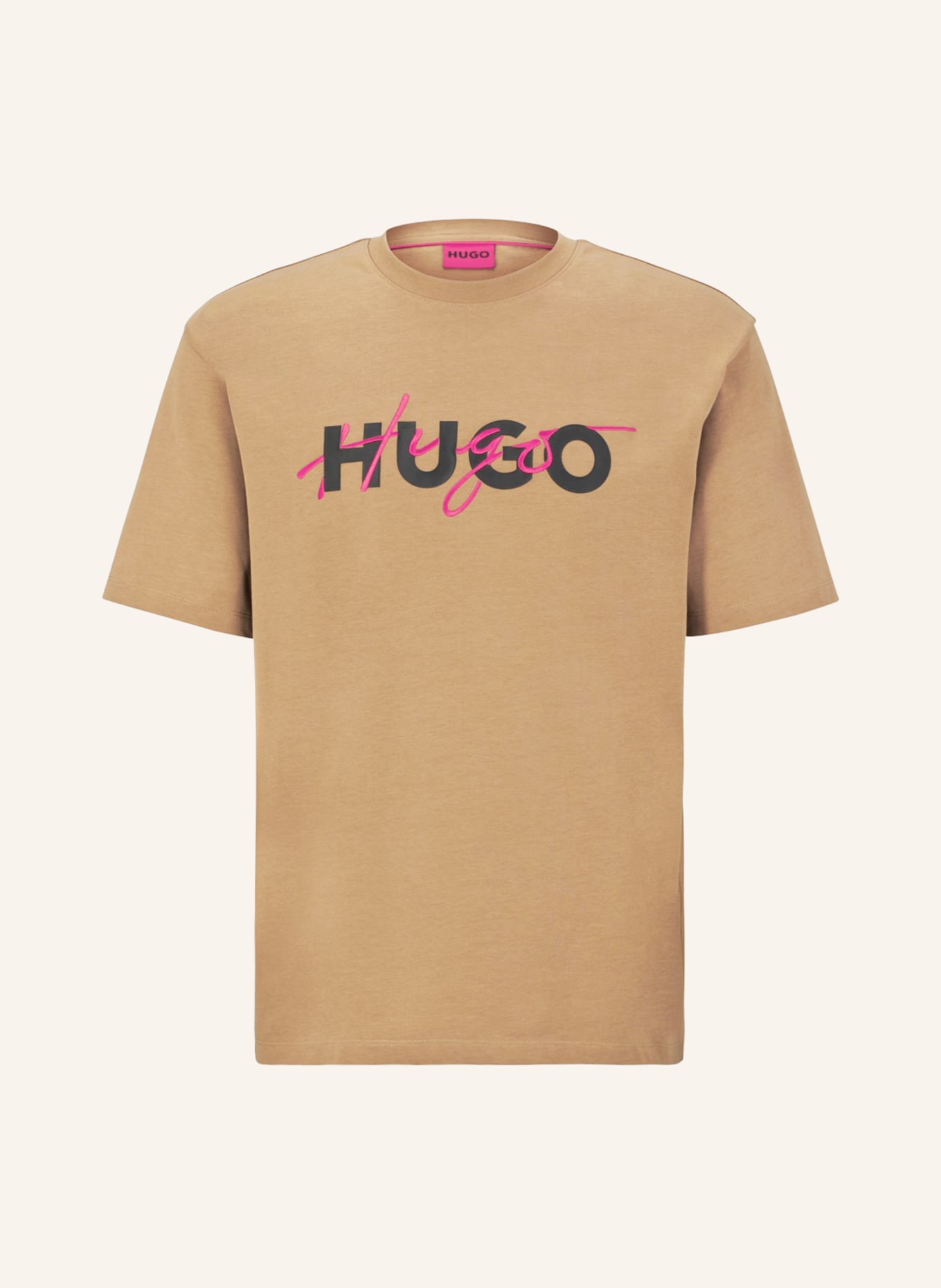 HUGO T-shirt DAKAISHI, Kolor: JASNOBRĄZOWY (Obrazek 1)