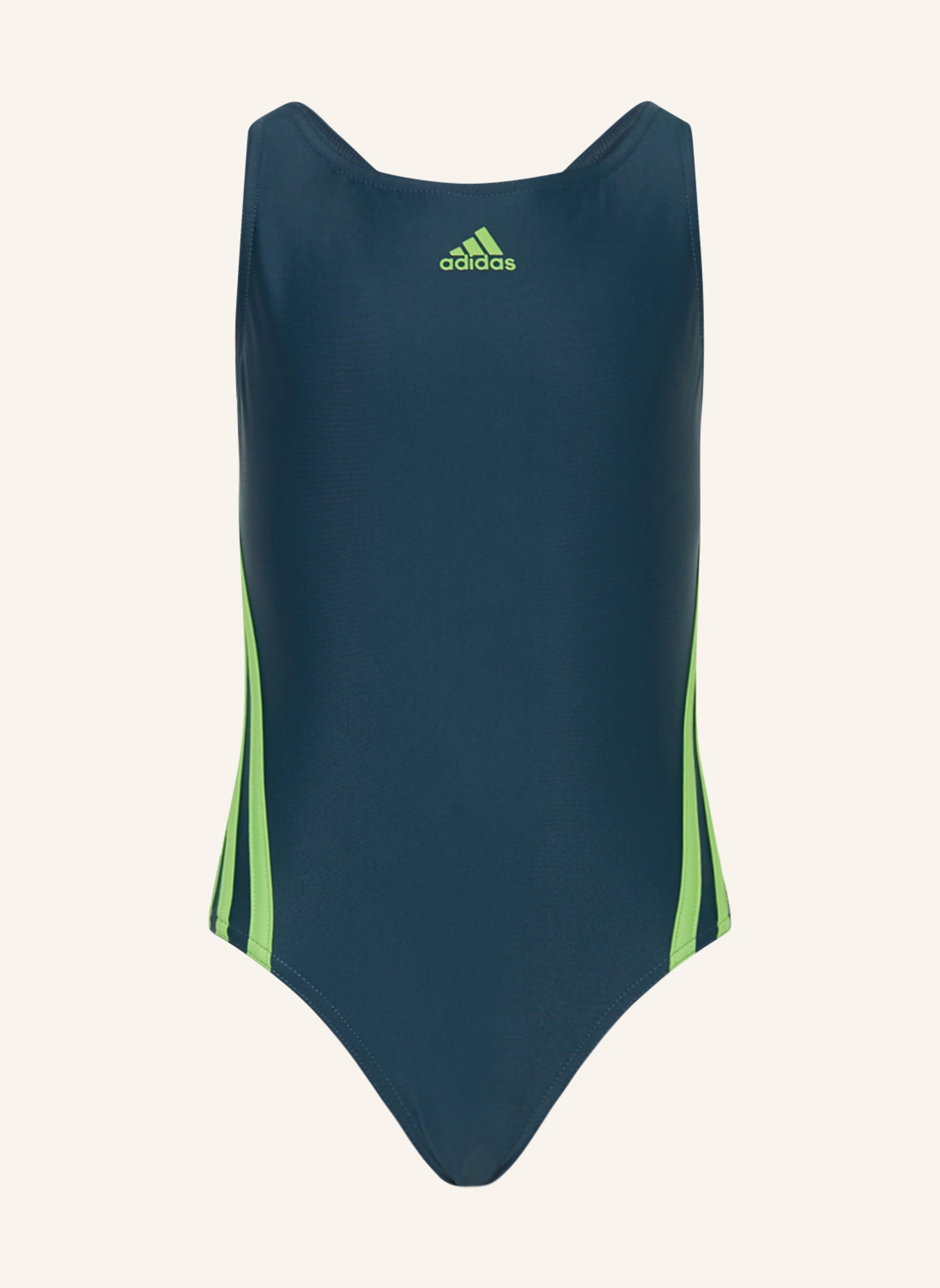 adidas Badeanzug 3-STREIFEN, Farbe: PETROL/ HELLGRÜN (Bild 1)