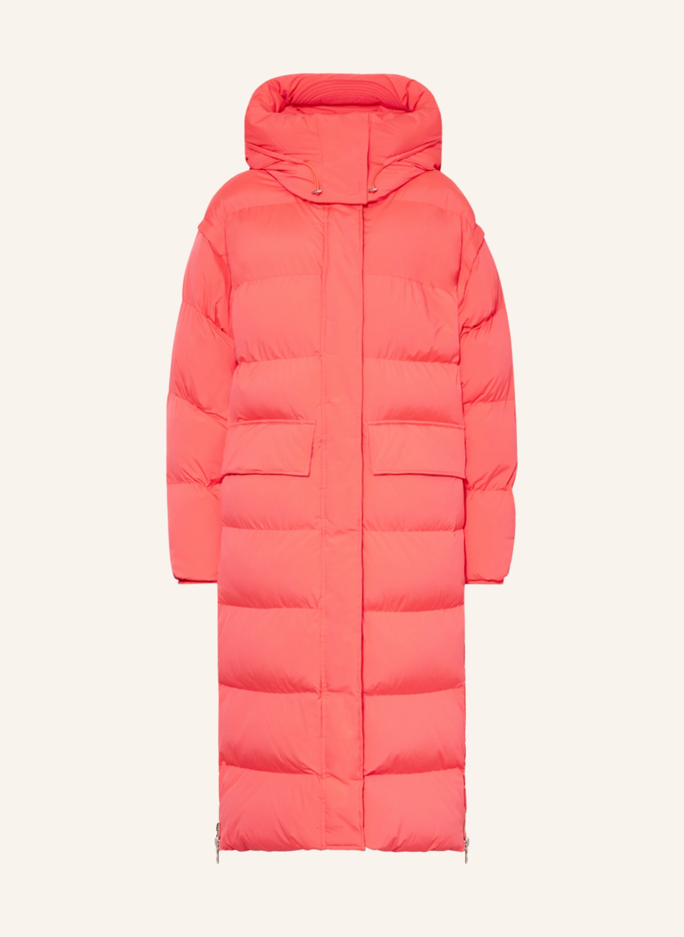 BLONDE No.8 Quilted coat LOUISE with removable hood and sleeves, Color: NEON ORANGE (Image 1)