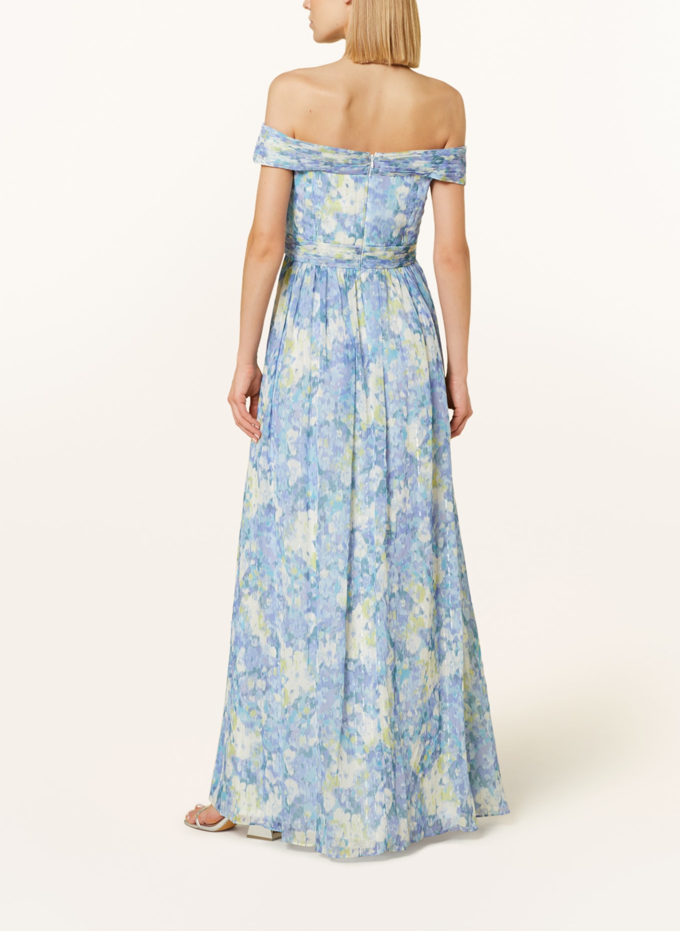 ADRIANNA PAPELL Evening dress with glitter thread, Color: LIGHT BLUE/ LIGHT GREEN/ WHITE (Image 3)
