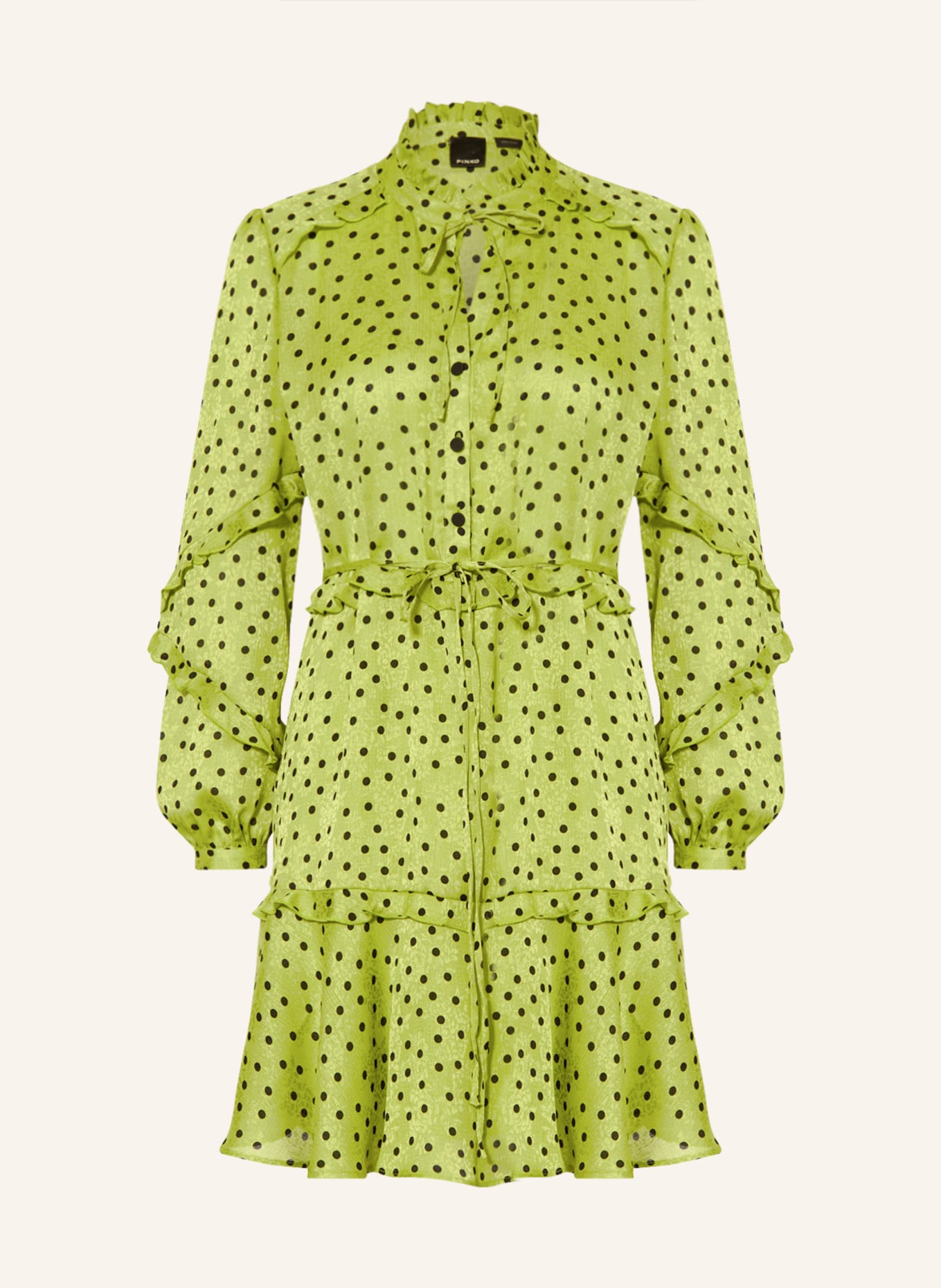PINKO Jacquard dress PICCADILLY with frills, Color: LIGHT GREEN/ BLACK (Image 1)