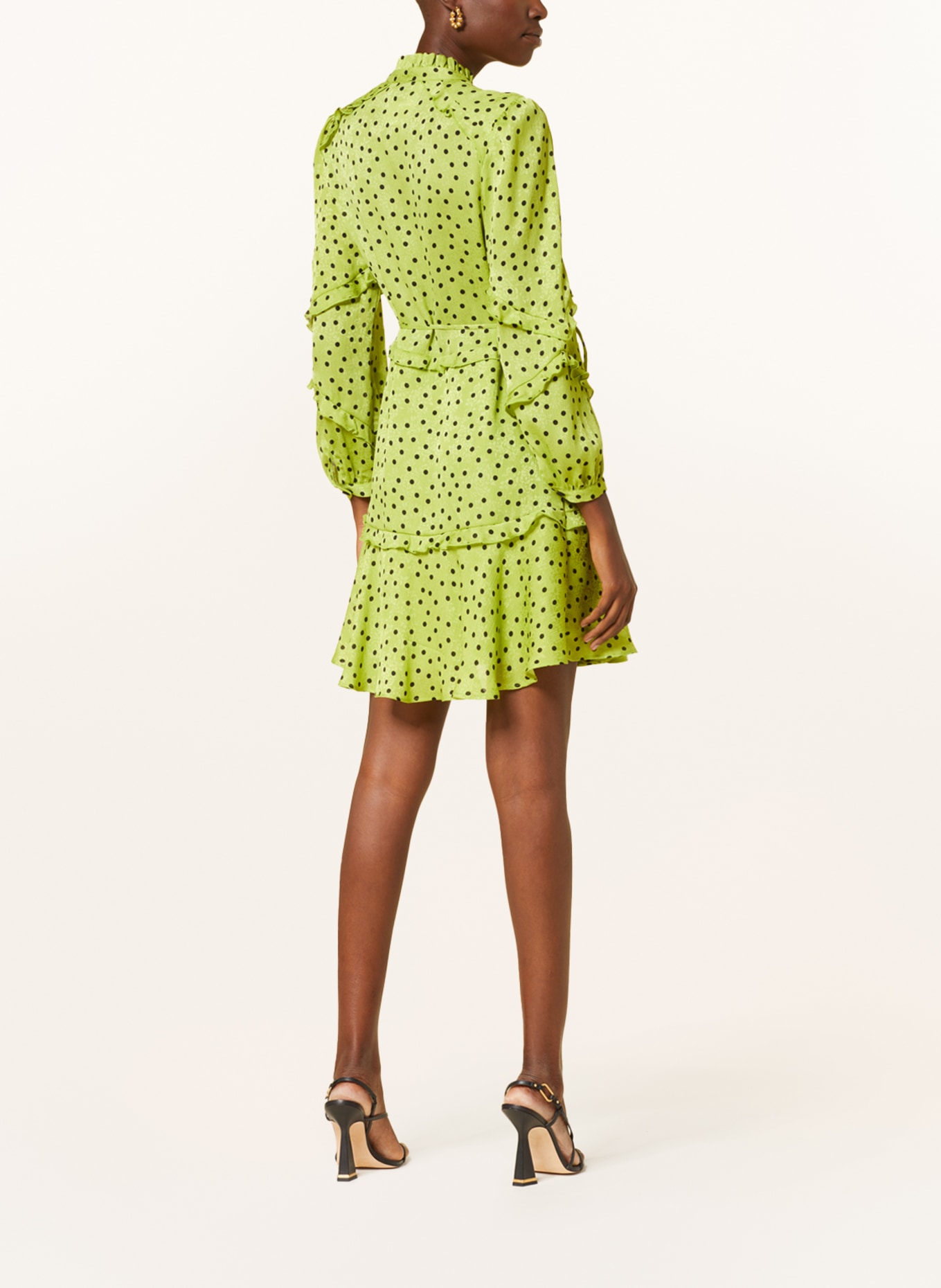PINKO Jacquard dress PICCADILLY with frills, Color: LIGHT GREEN/ BLACK (Image 3)