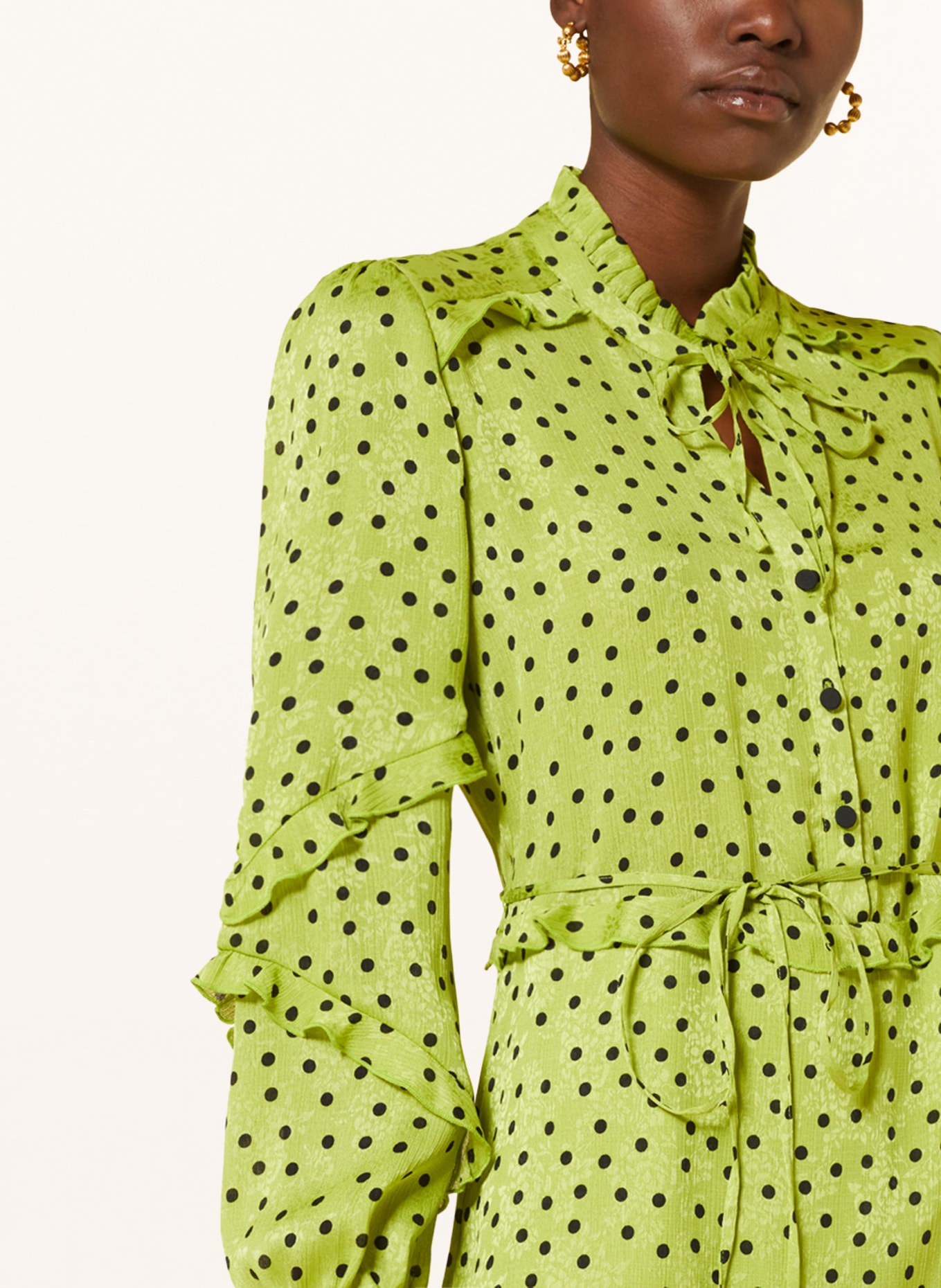 PINKO Jacquard dress PICCADILLY with frills, Color: LIGHT GREEN/ BLACK (Image 4)
