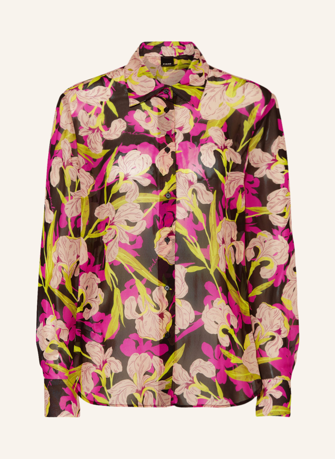 PINKO Shirt blouse SMORZARE, Color: BLACK/ FUCHSIA/ LIGHT ORANGE (Image 1)