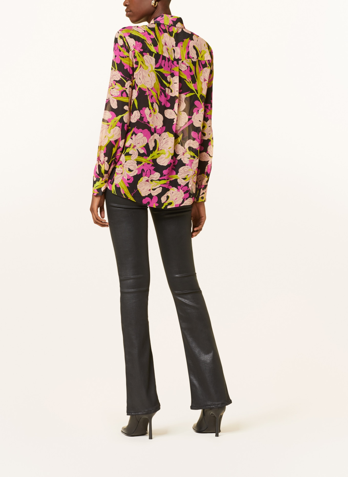 PINKO Shirt blouse SMORZARE, Color: BLACK/ FUCHSIA/ LIGHT ORANGE (Image 3)