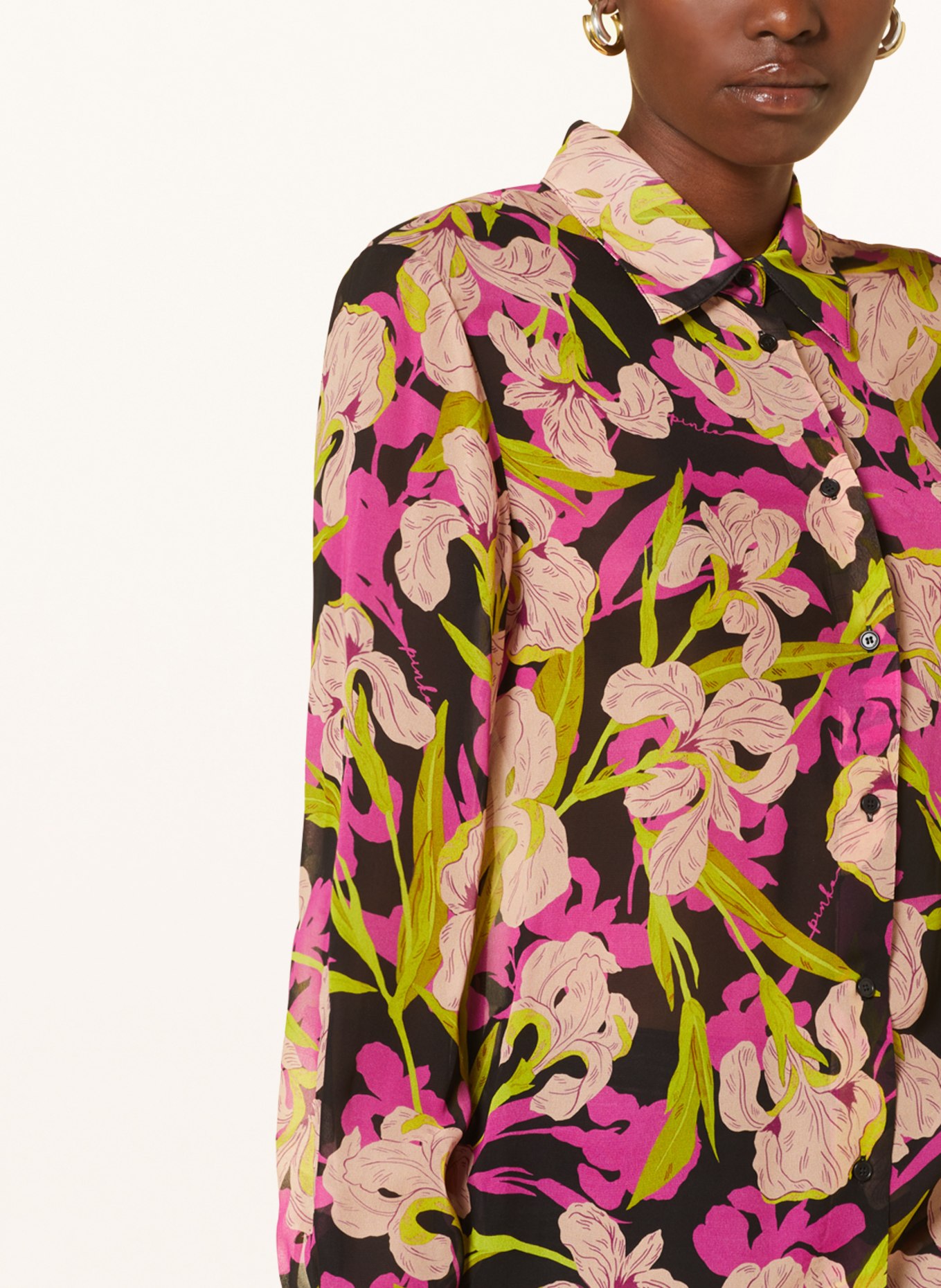 PINKO Shirt blouse SMORZARE, Color: BLACK/ FUCHSIA/ LIGHT ORANGE (Image 4)