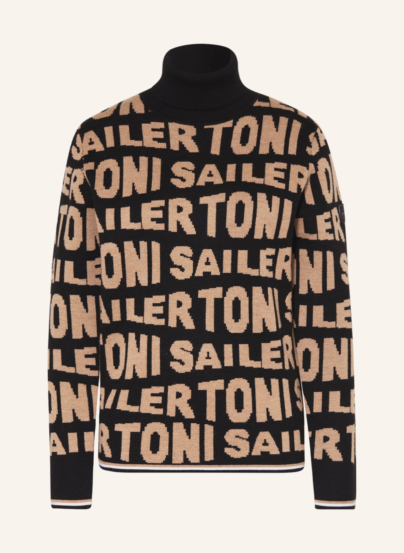 toni sailer Turtleneck sweater SUSE in merino wool, Color: BLACK/ BEIGE (Image 1)