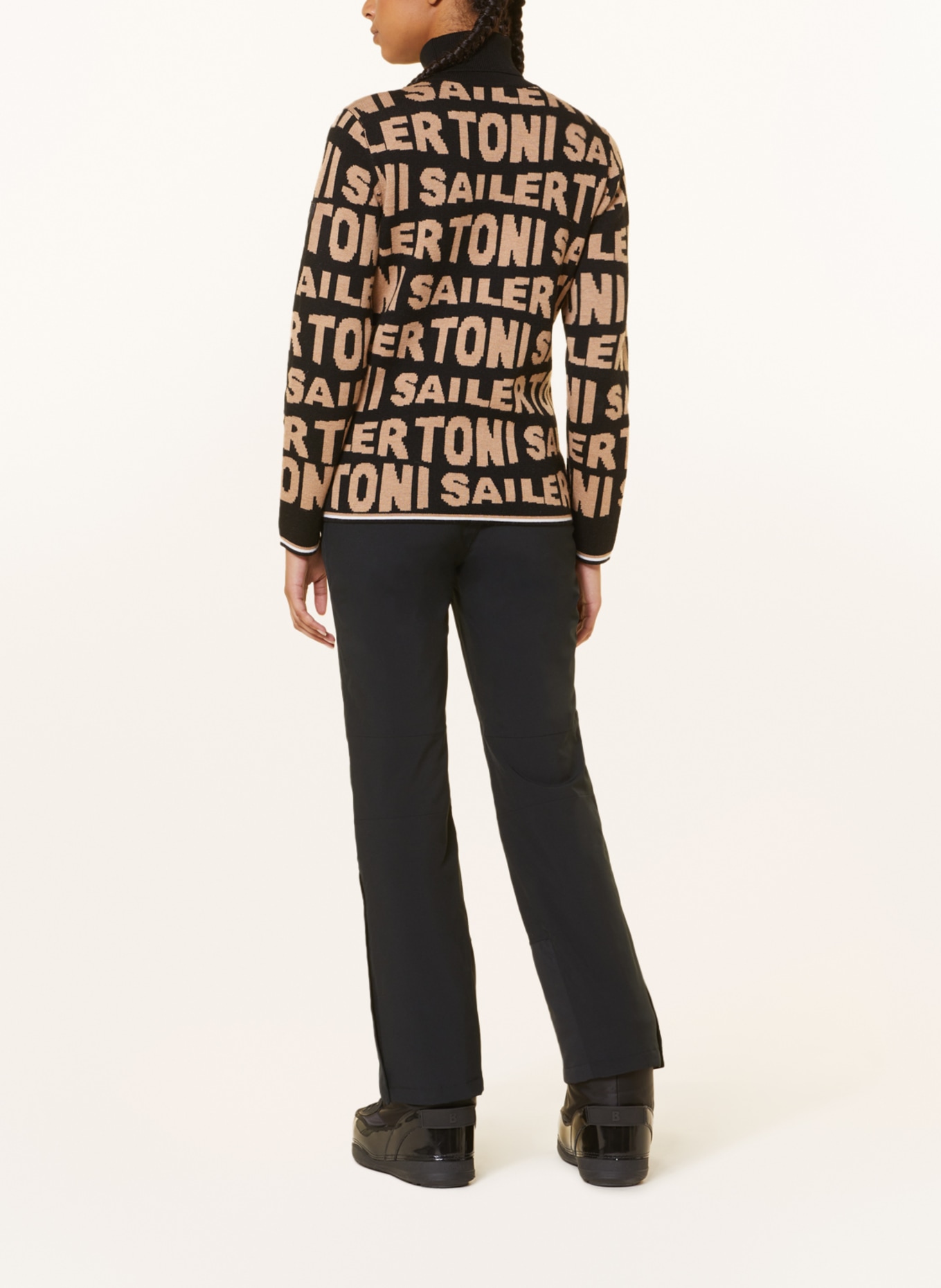 toni sailer Turtleneck sweater SUSE in merino wool, Color: BLACK/ BEIGE (Image 3)