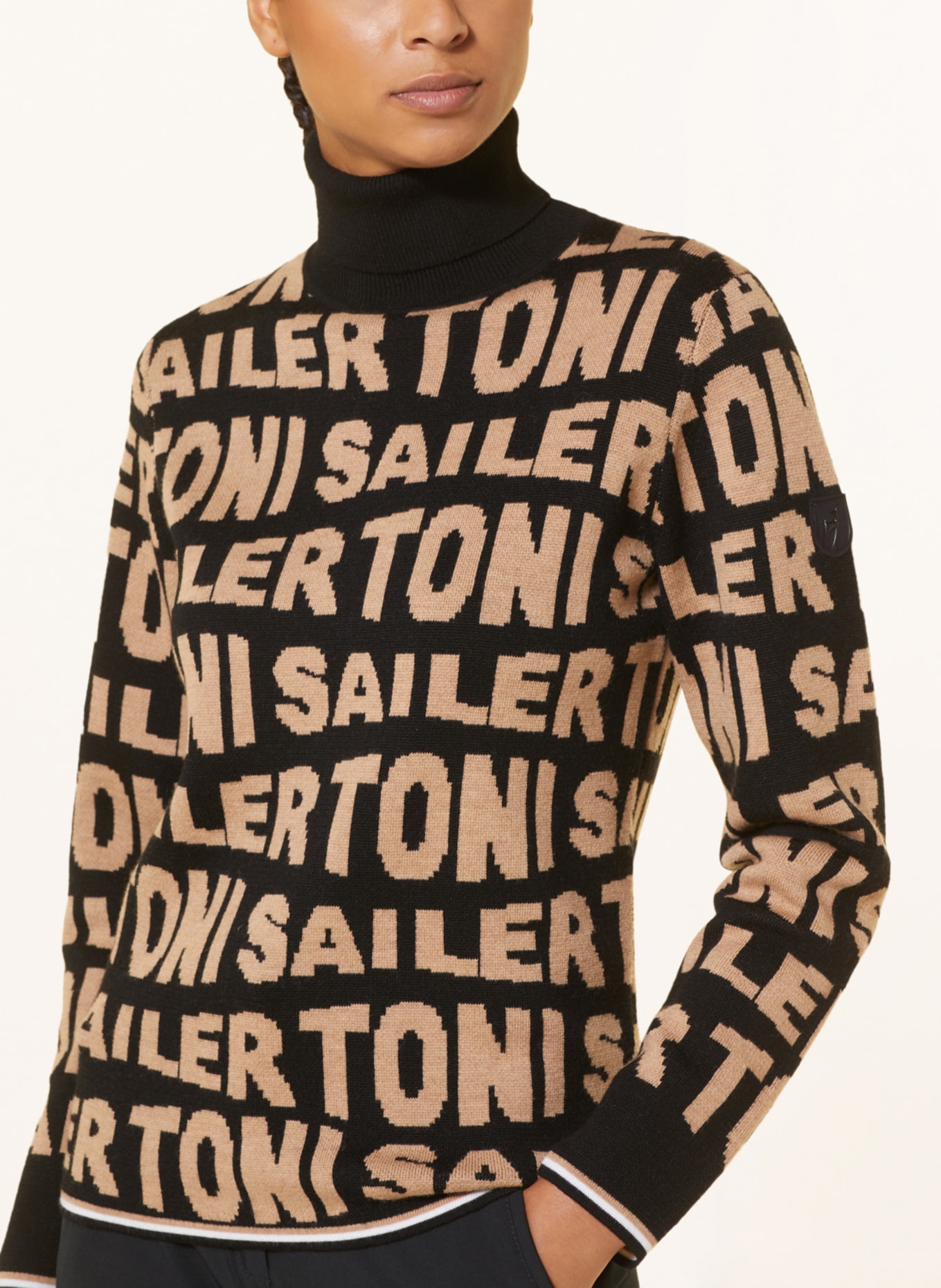 toni sailer Turtleneck sweater SUSE in merino wool, Color: BLACK/ BEIGE (Image 4)