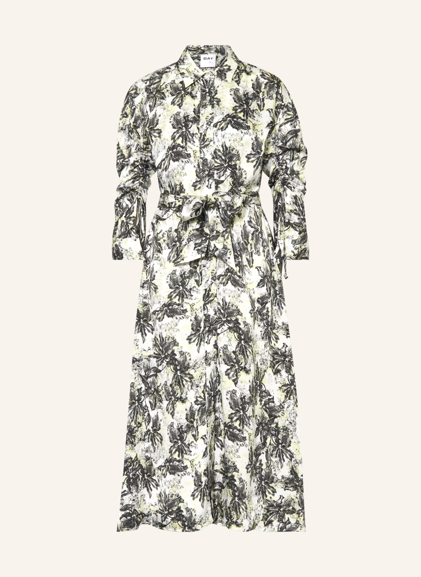 DAY BIRGER et MIKKELSEN Shirt dress MAY with 3/4 sleeves, Color: WHITE/ BLACK/ LIGHT YELLOW (Image 1)