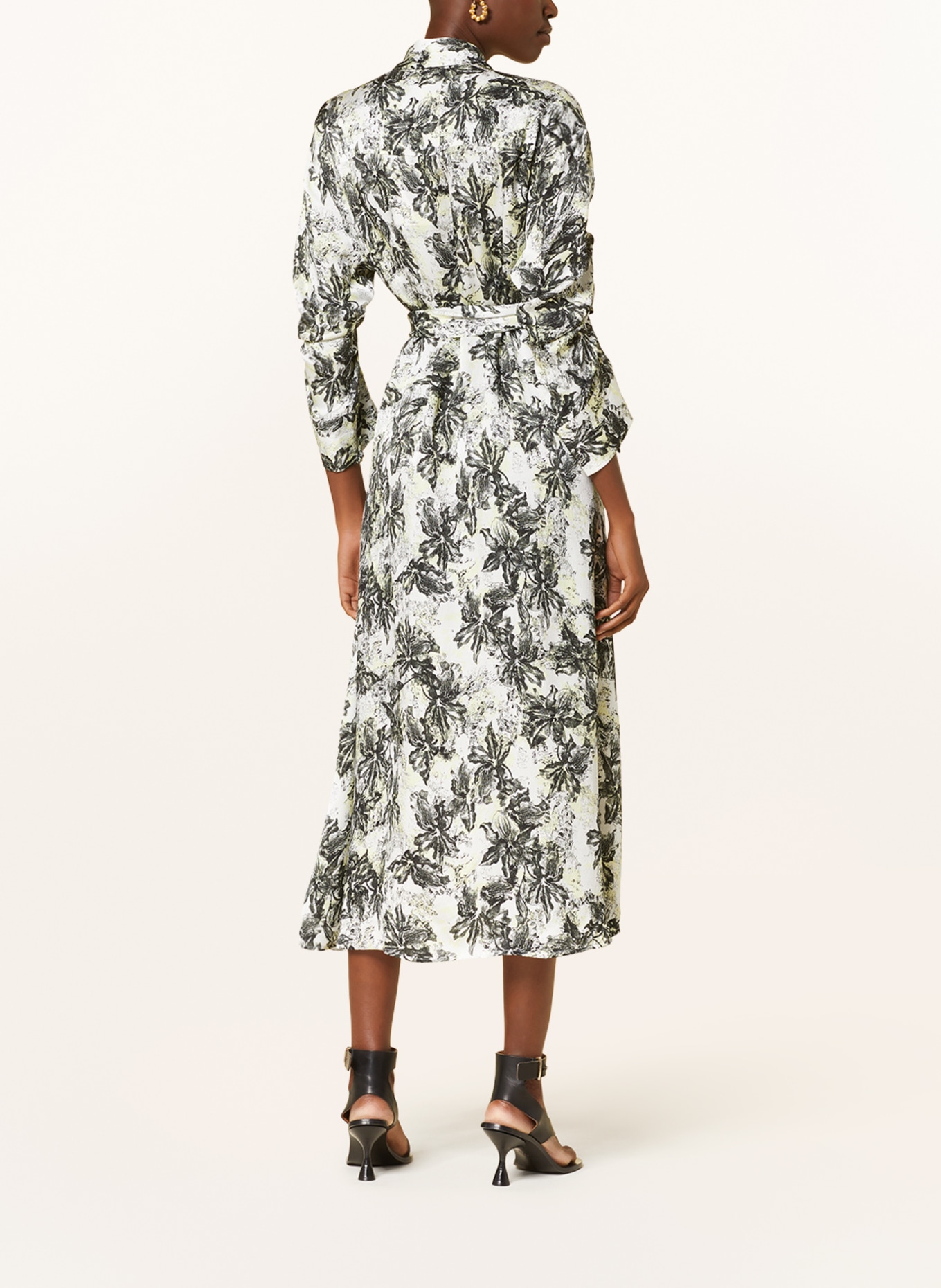 DAY BIRGER et MIKKELSEN Shirt dress MAY with 3/4 sleeves, Color: WHITE/ BLACK/ LIGHT YELLOW (Image 3)