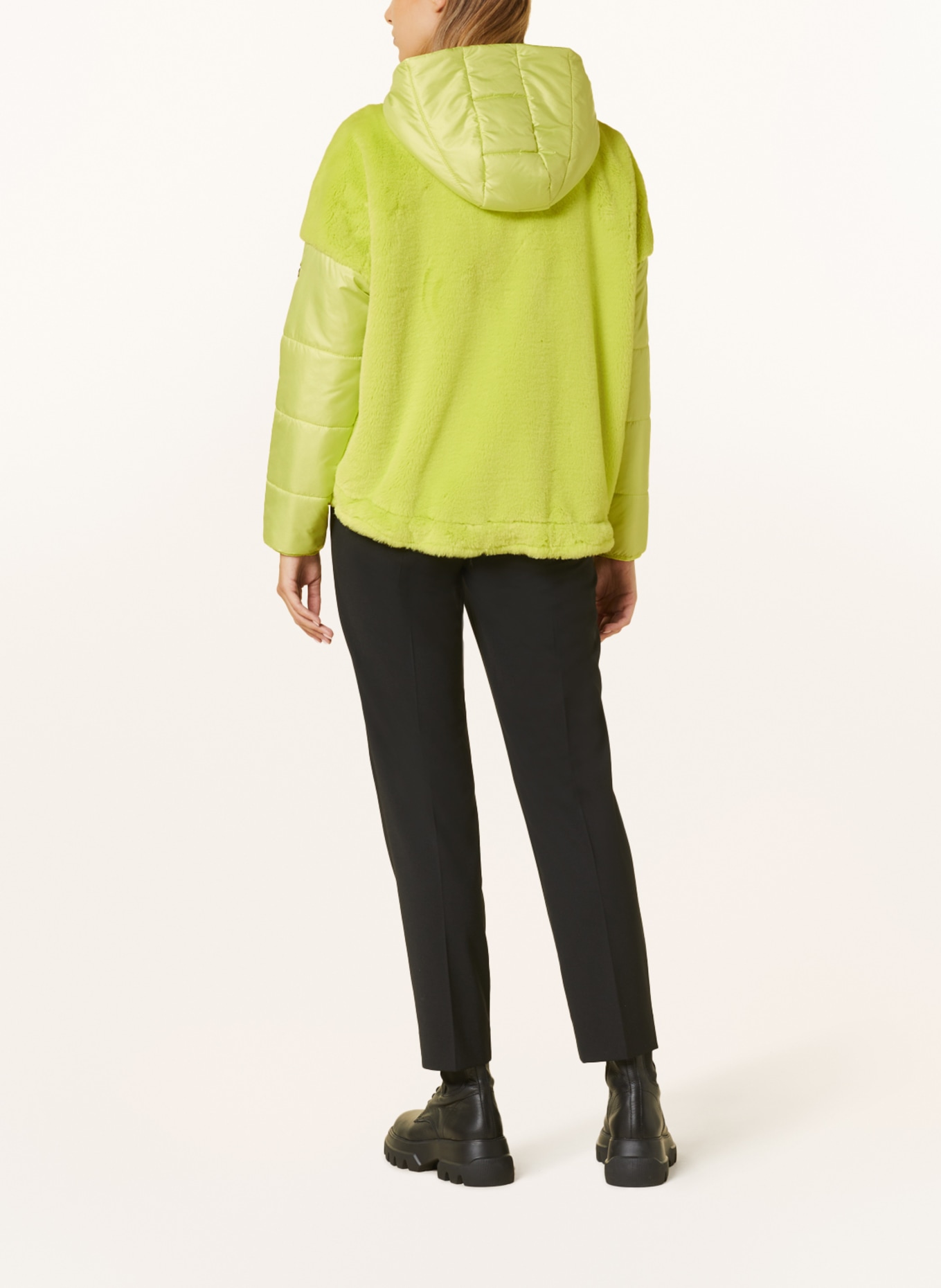 SPORTALM Quilted jacket with faux fur in mixed materials in neon