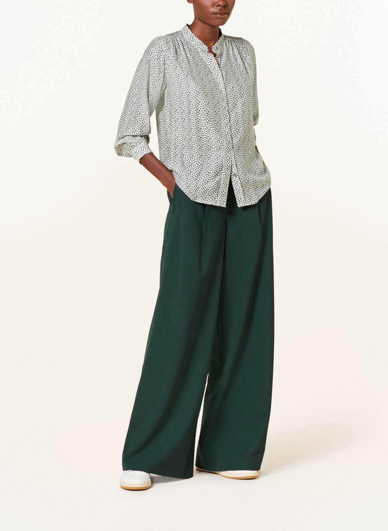 CLOSED Blouse, Color: WHITE/ DARK GREEN (Image 2)