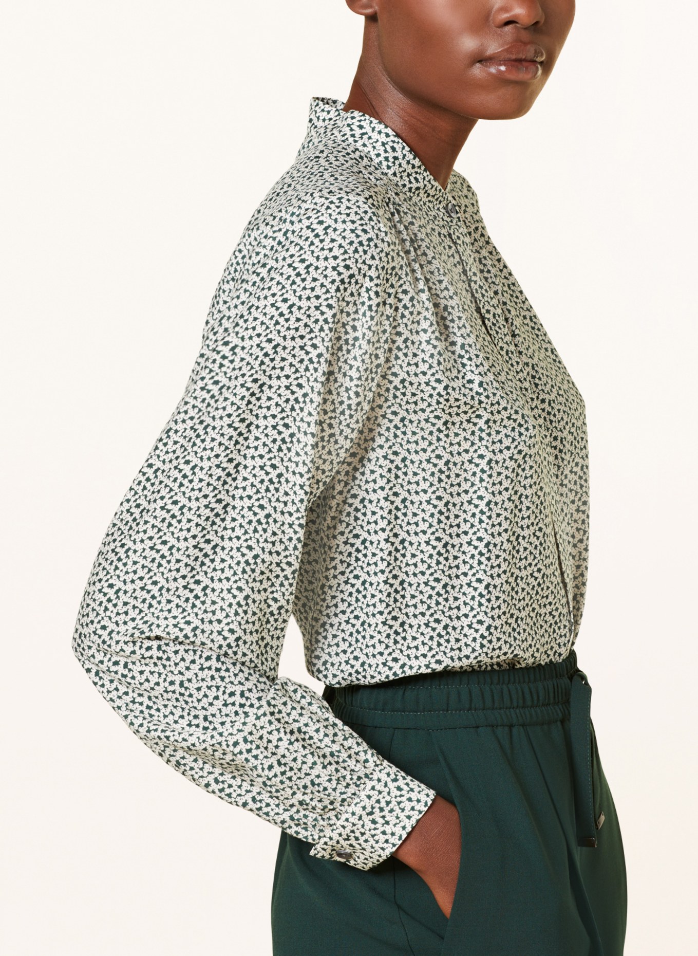 CLOSED Blouse, Color: WHITE/ DARK GREEN (Image 4)