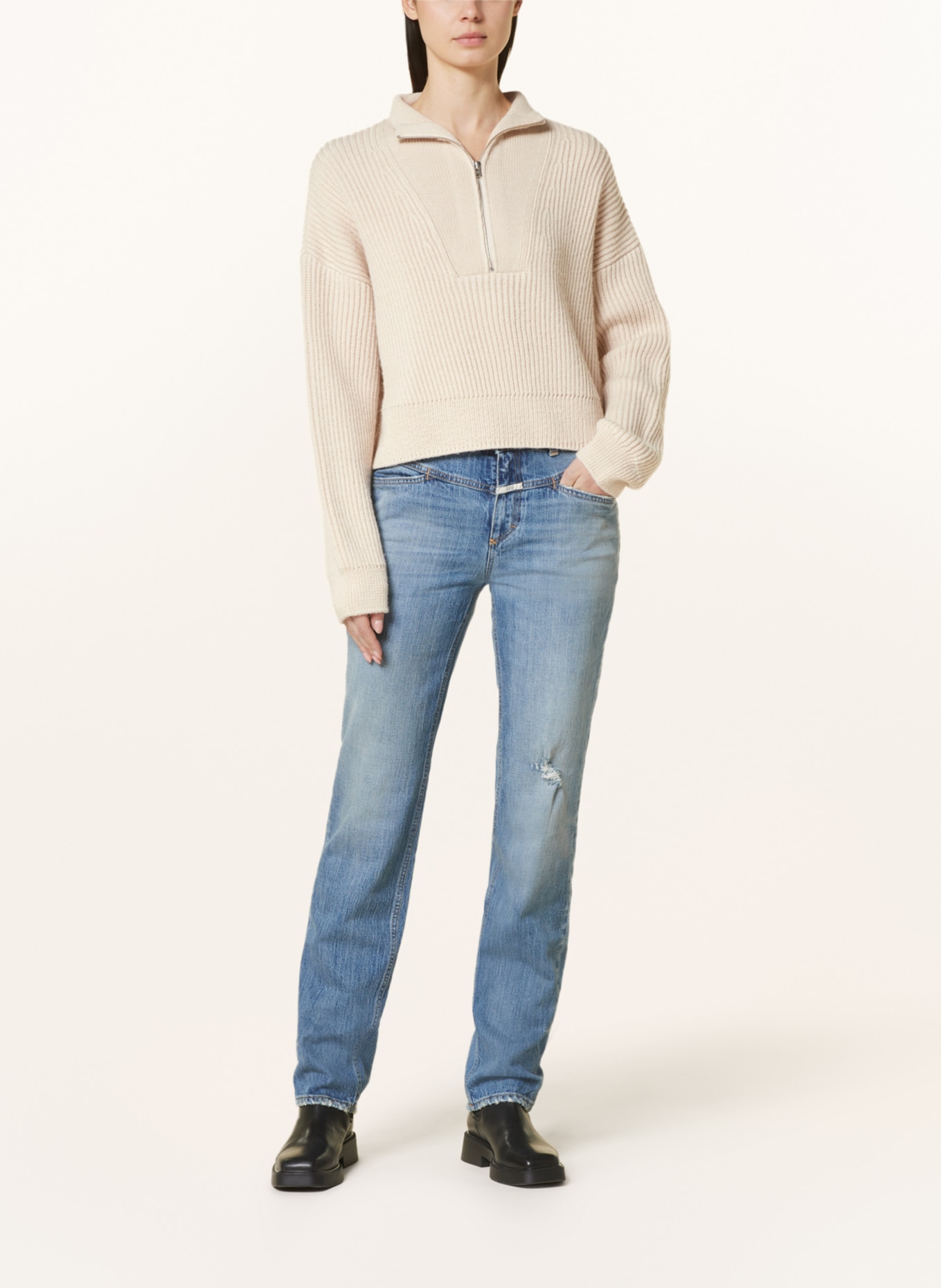 CLOSED Half-zip sweater, Color: CREAM (Image 2)