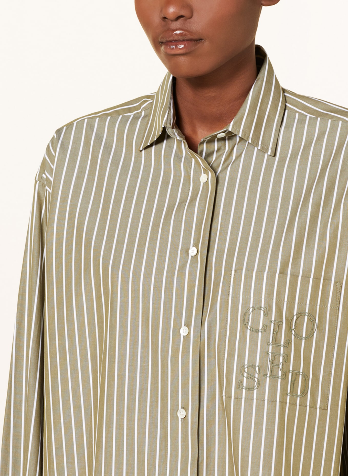 CLOSED Hemdbluse, Farbe: OLIV/ WEISS (Bild 4)