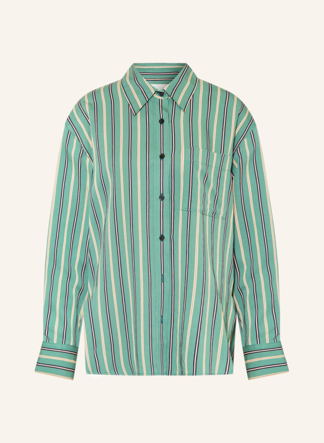 CLOSED Shirt blouse, Color: GREEN/ BEIGE/ DARK BLUE (Image 1)