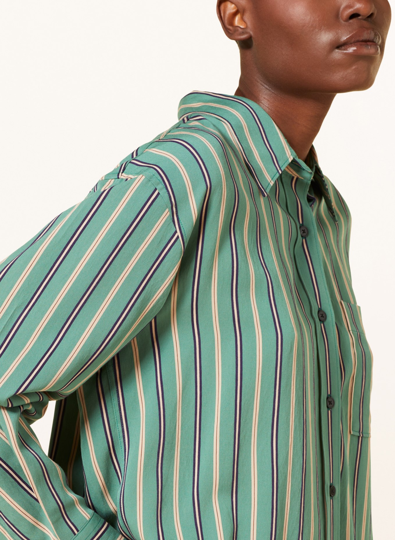 CLOSED Shirt blouse, Color: GREEN/ BEIGE/ DARK BLUE (Image 4)