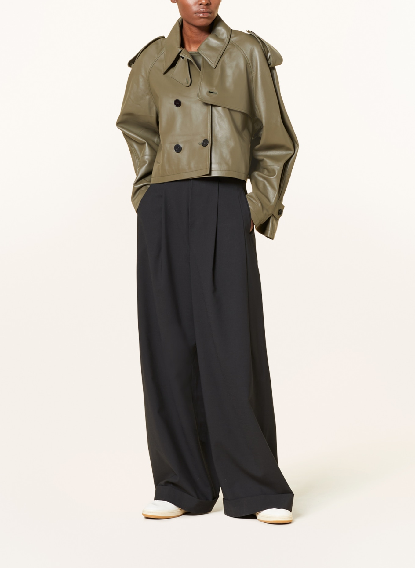 CLOSED Leather pea coat, Color: KHAKI (Image 2)