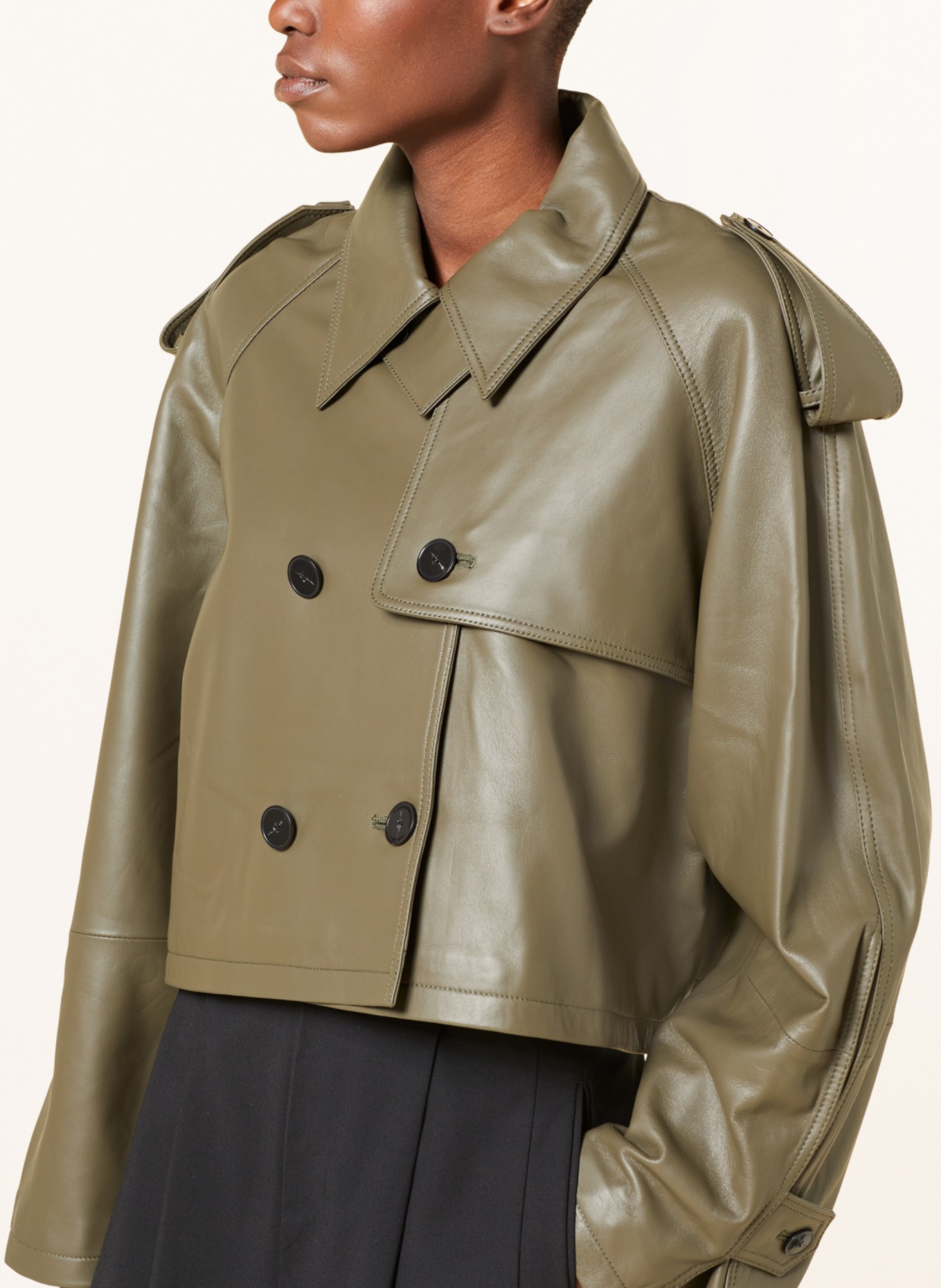 CLOSED Leather pea coat, Color: KHAKI (Image 4)