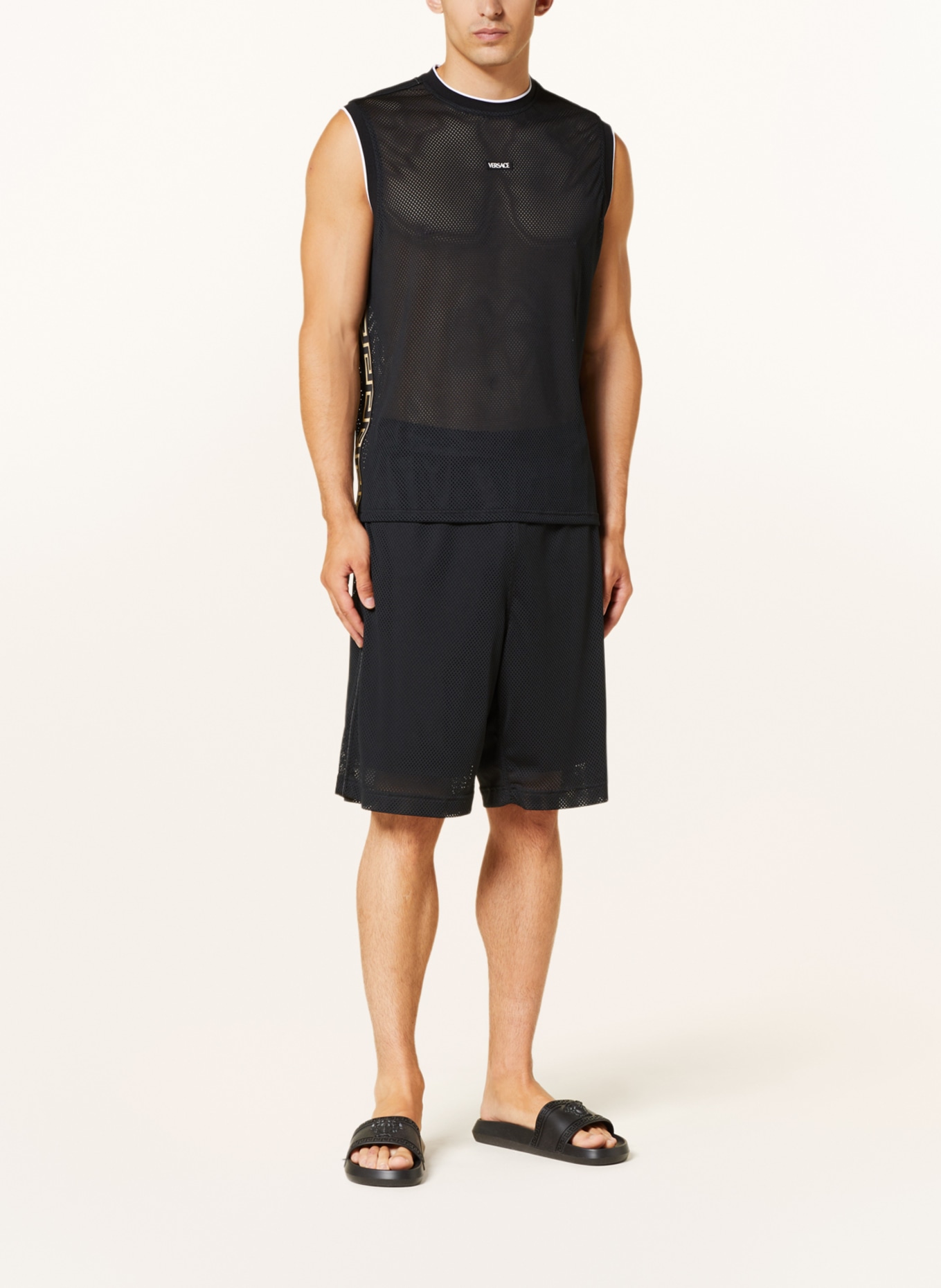 VERSACE Mesh shorts, Color: BLACK (Image 2)