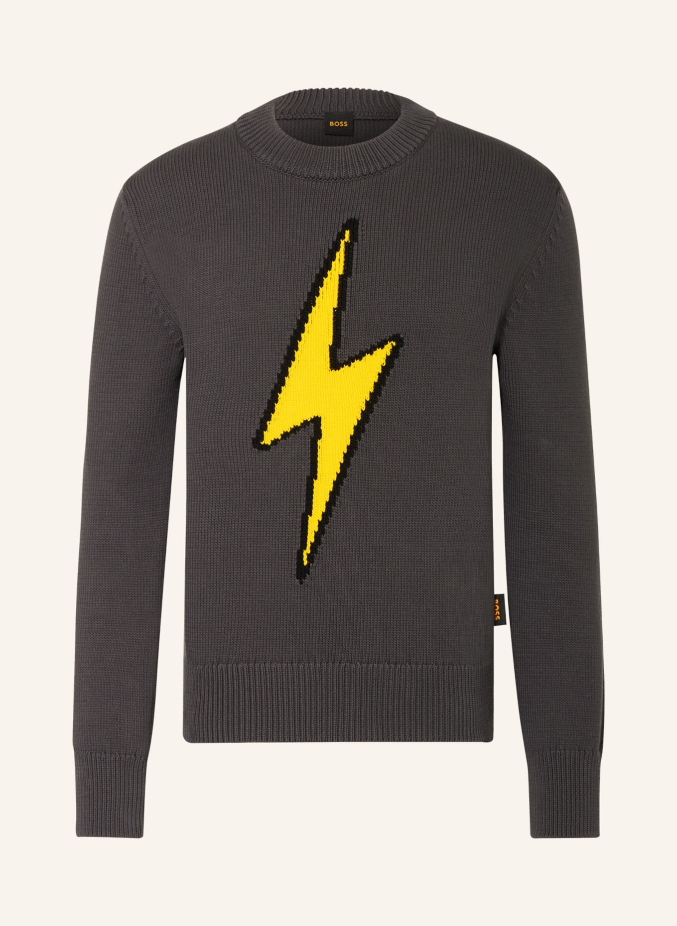 BOSS Sweater KAFLASH, Color: DARK GRAY/ YELLOW (Image 1)