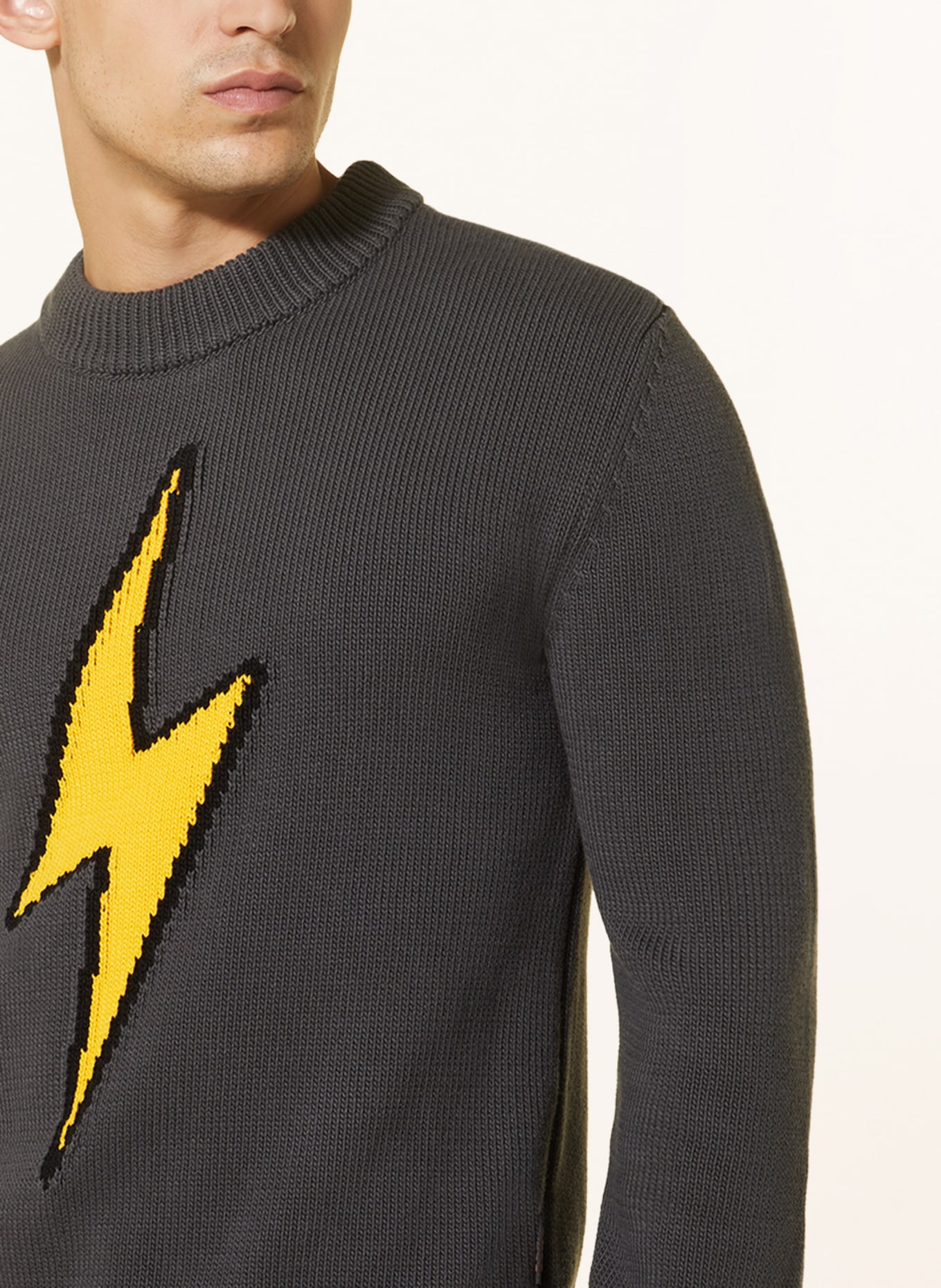 BOSS Sweater KAFLASH, Color: DARK GRAY/ YELLOW (Image 4)