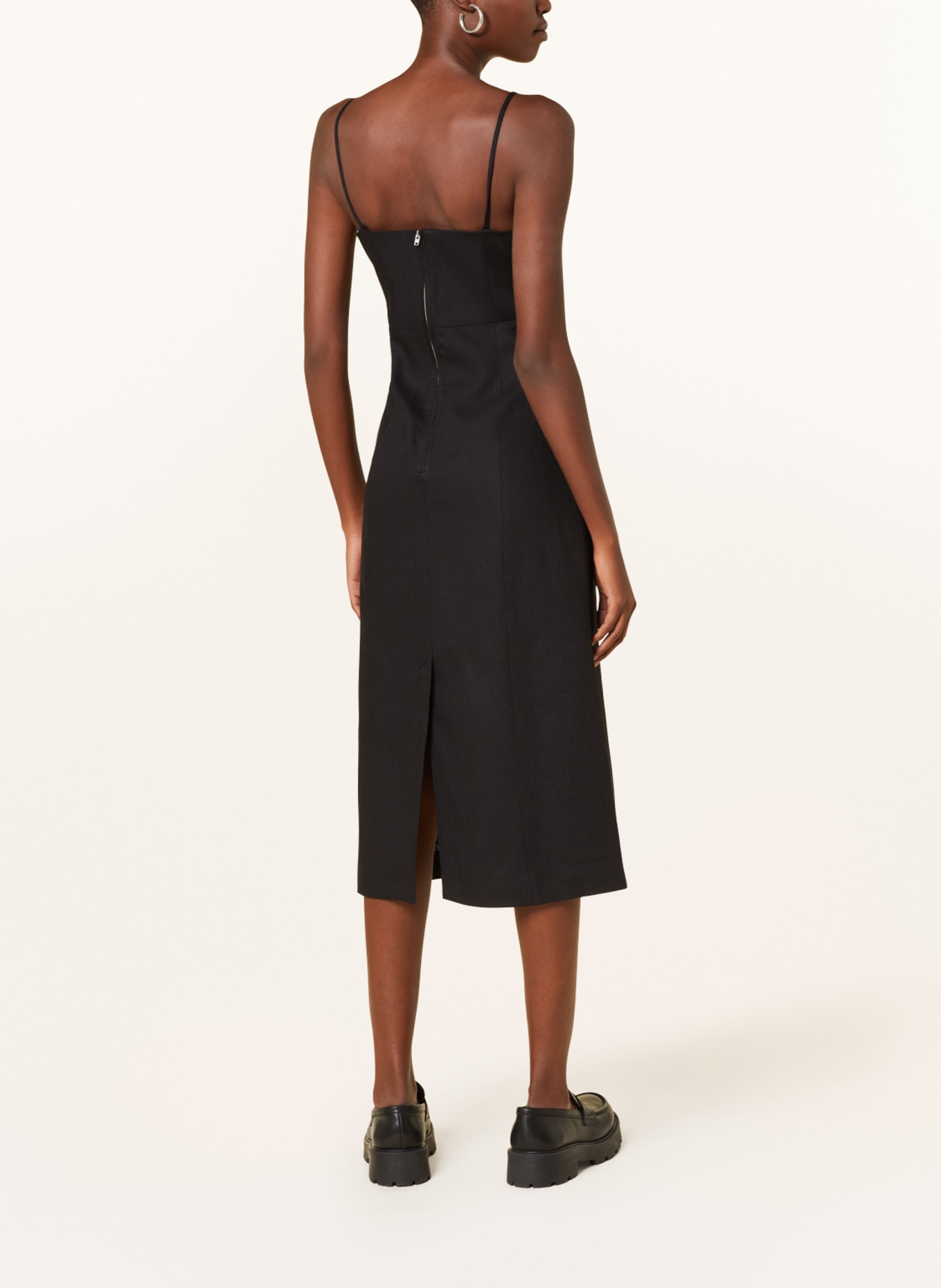 DRYKORN Dress LAVEA with linen, Color: BLACK (Image 3)