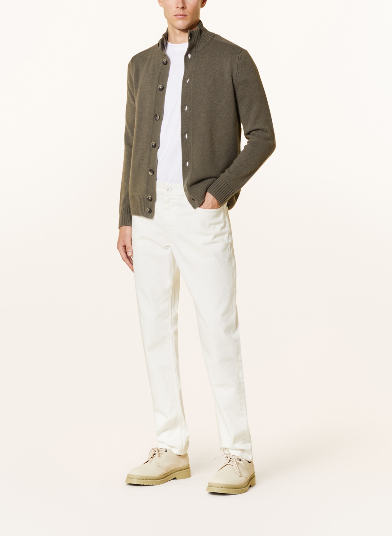 STROKESMAN'S Cashmere cardigan, Color: OLIVE (Image 2)