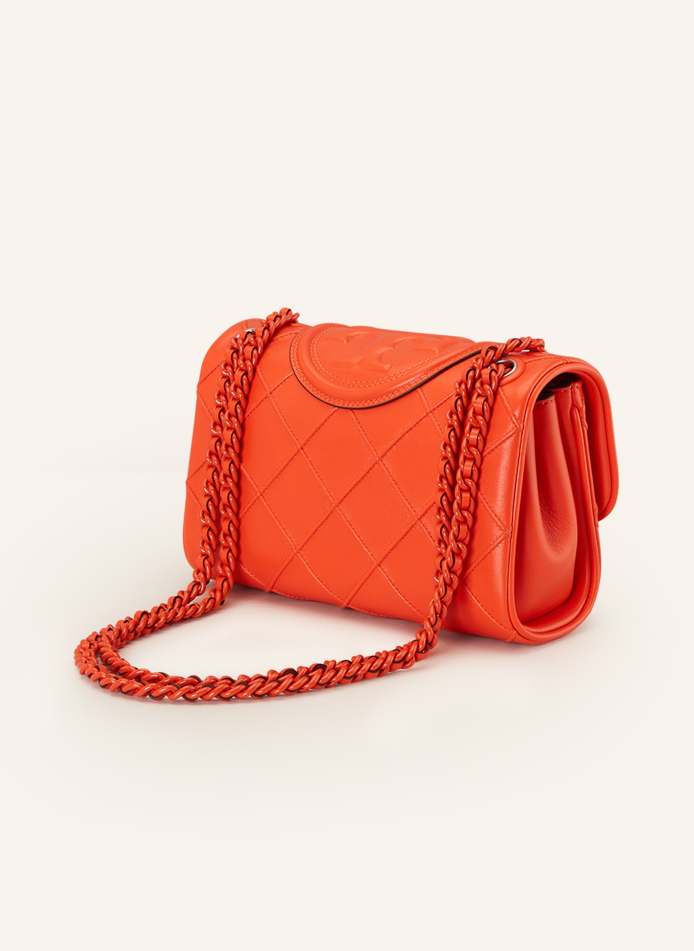 Fleming Soft of Tory Burch - Quilted leather bag orange colored