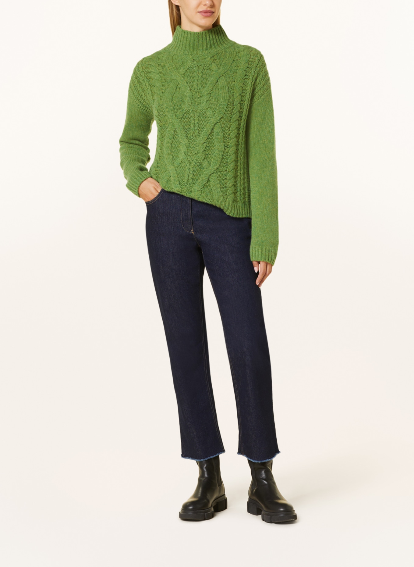 darling harbour Sweater with cashmere, Color: OLIVE (Image 2)