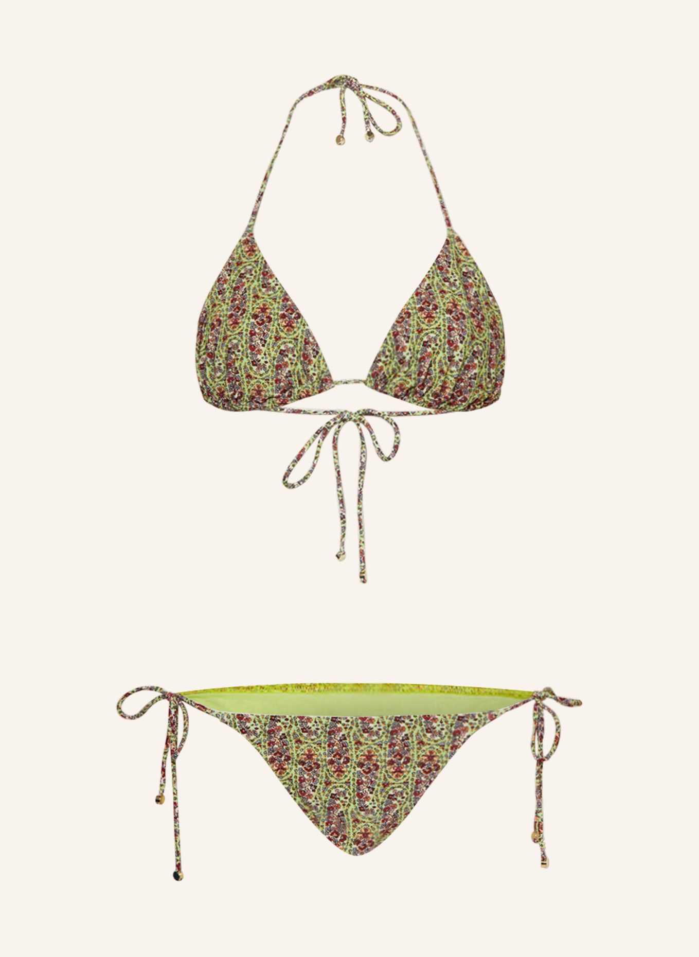 ETRO Bikini trójkątne, Kolor: JASNOZIELONY/ CIEMNOCZERWONY/ JASNOPOMARAŃCZOWY (Obrazek 1)