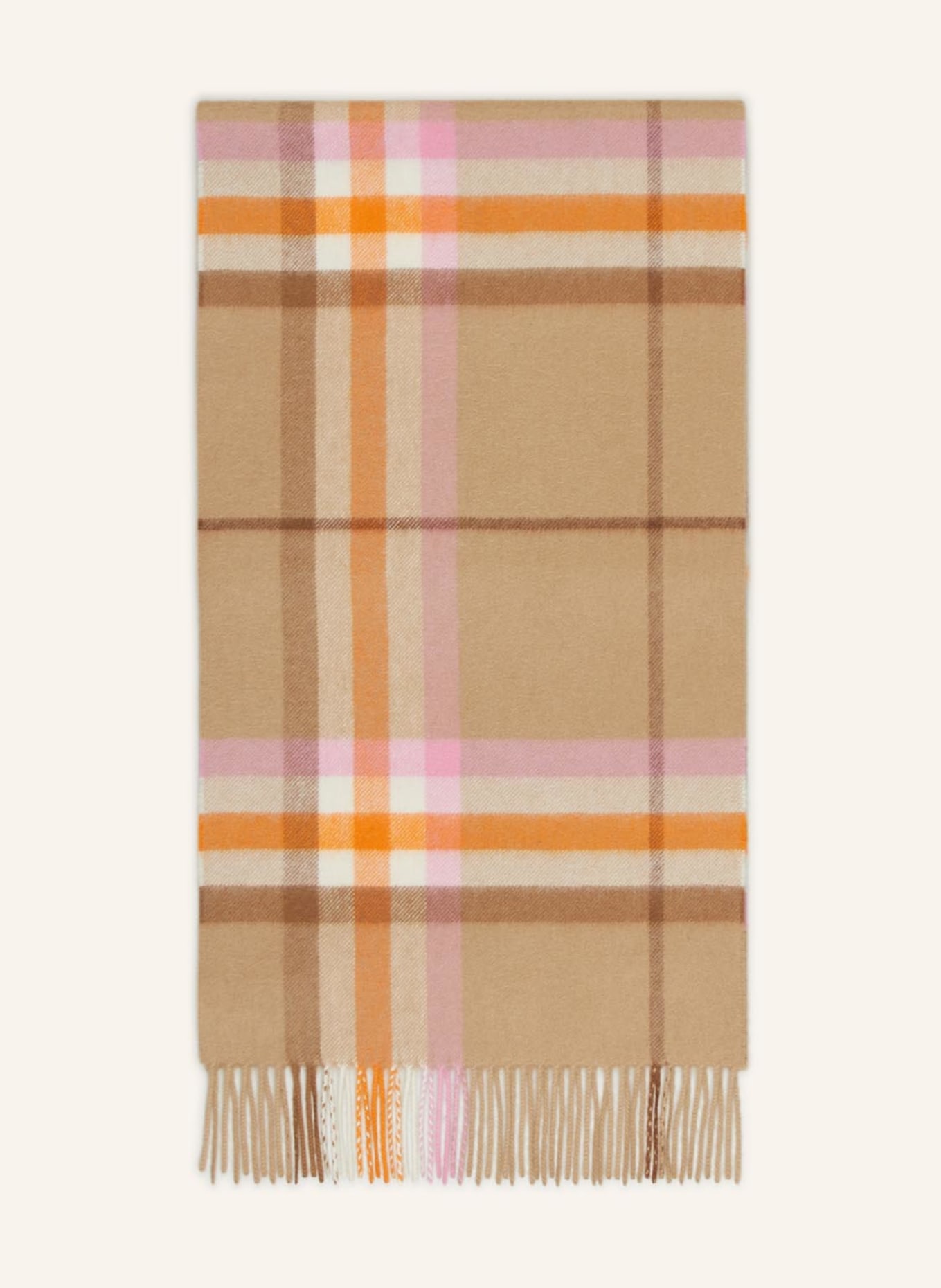 BURBERRY Cashmere scarf, Color: BEIGE/ ORANGE/ PINK (Image 1)