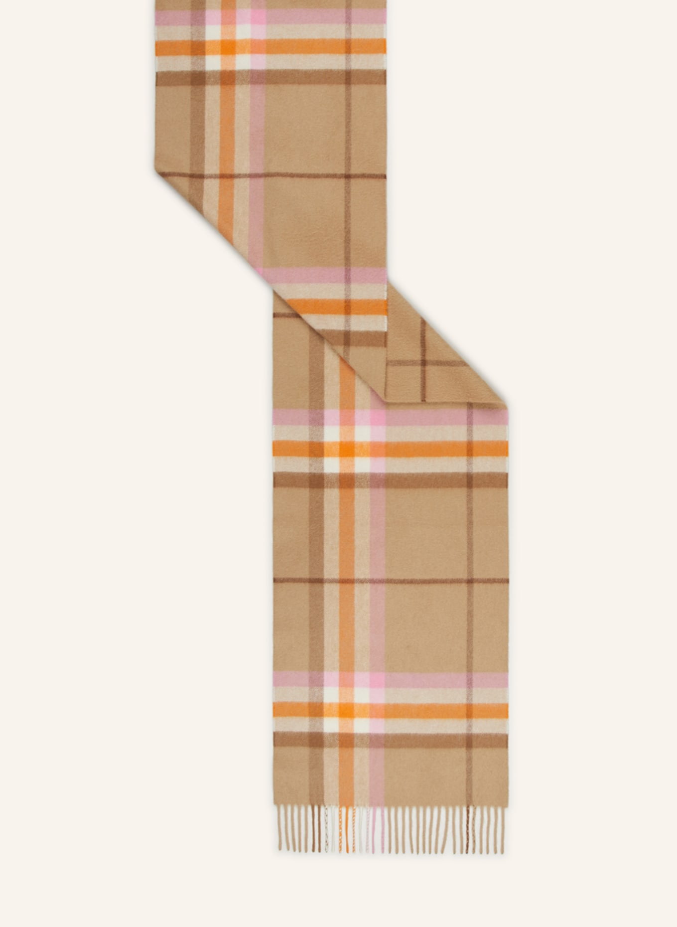 BURBERRY Cashmere scarf, Color: BEIGE/ ORANGE/ PINK (Image 2)