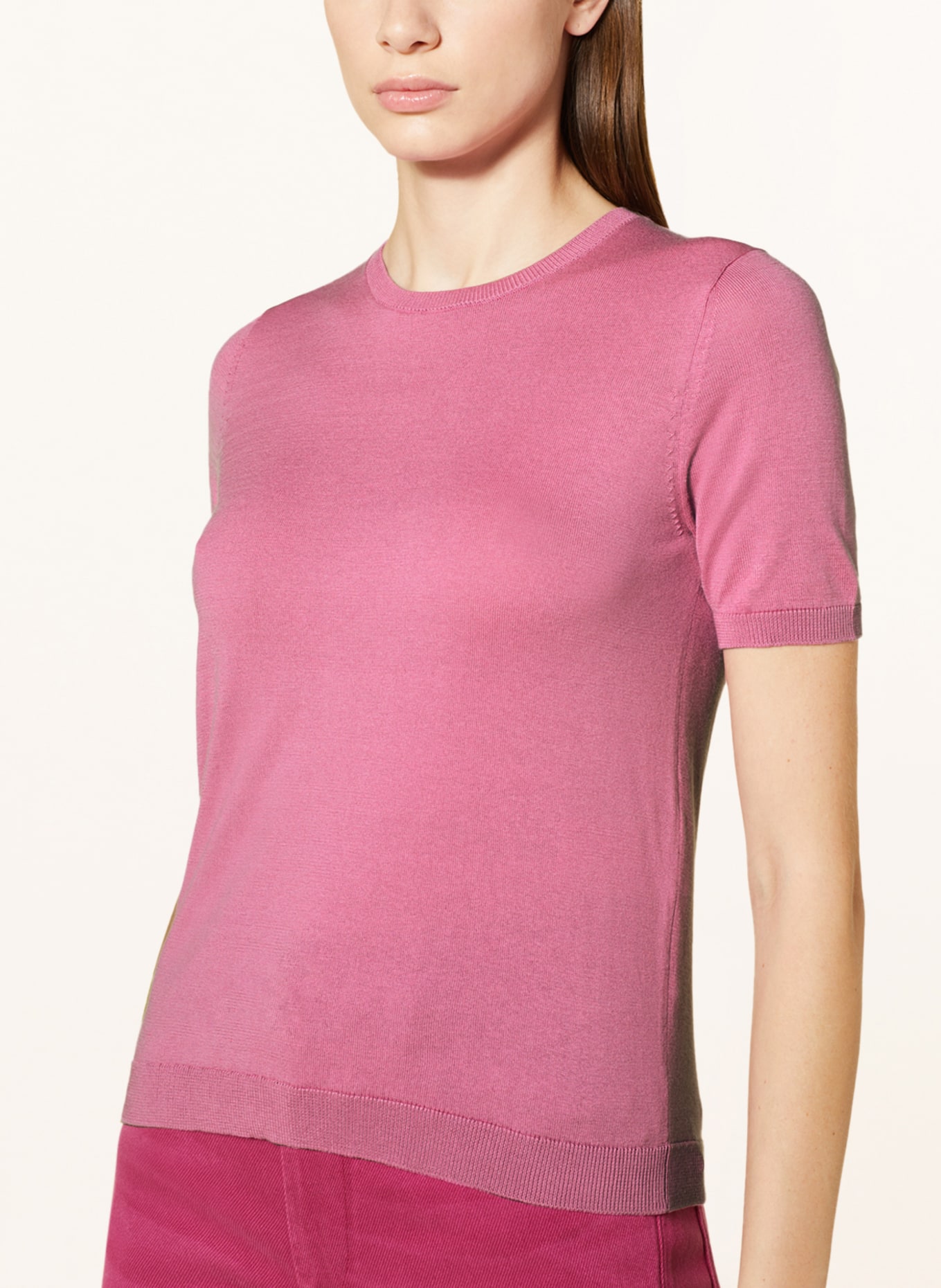 WEEKEND MaxMara Dzianinowa koszulka AGRO z dodatkiem jedwabiu, Kolor: FUKSJA (Obrazek 4)