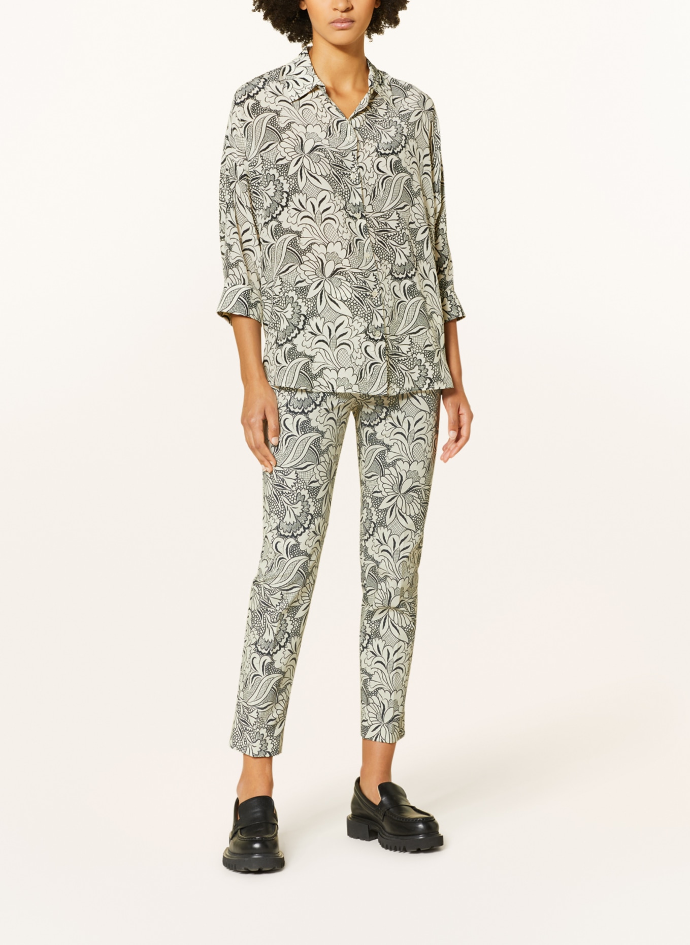 WEEKEND Max Mara Shirt blouse PEANA in silk with 3/4 sleeves: CREAM / BLACK