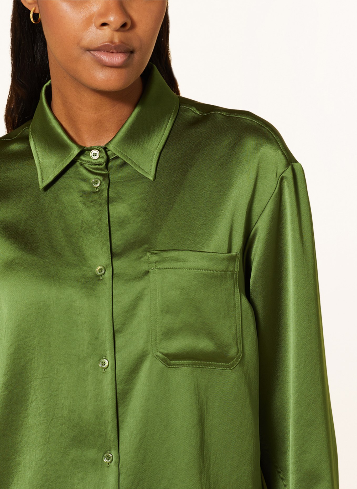 WEEKEND MaxMara Shirt blouse CARIOCA made of satin, Color: LIGHT GREEN (Image 4)