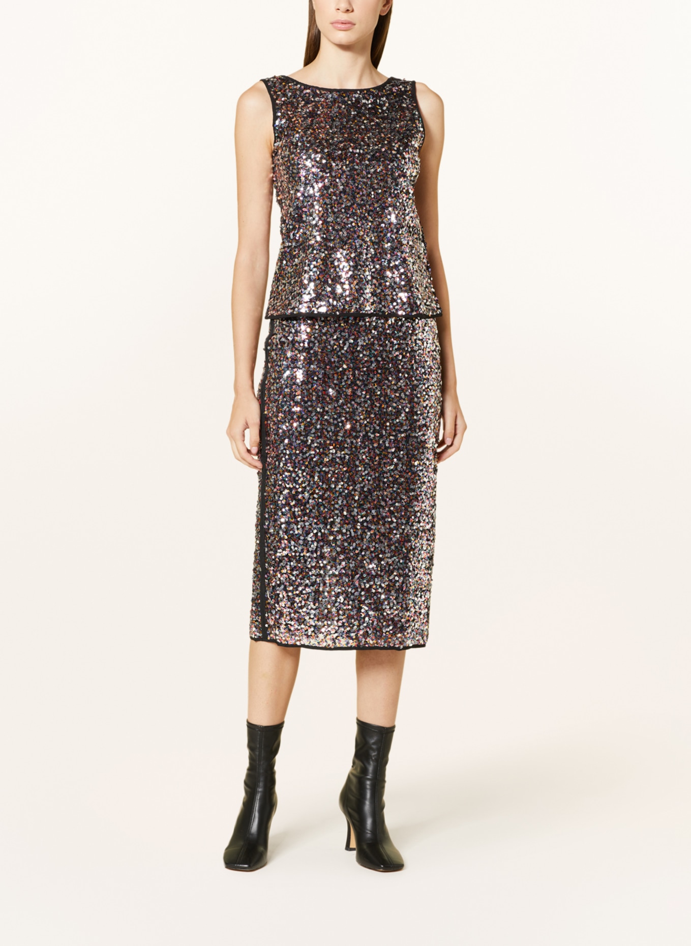 WEEKEND MaxMara Mesh skirt ROBERT with sequins, Color: BLACK/ GOLD/ SILVER (Image 2)