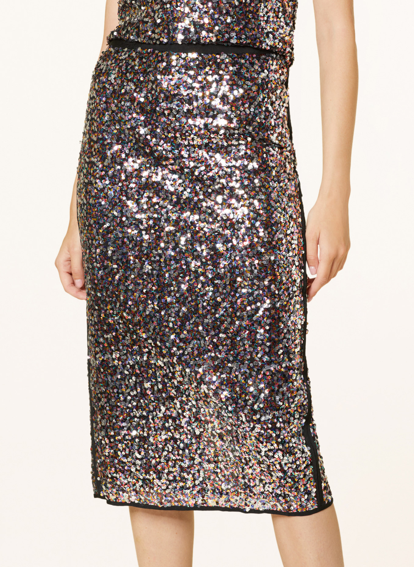 WEEKEND MaxMara Mesh skirt ROBERT with sequins, Color: BLACK/ GOLD/ SILVER (Image 4)