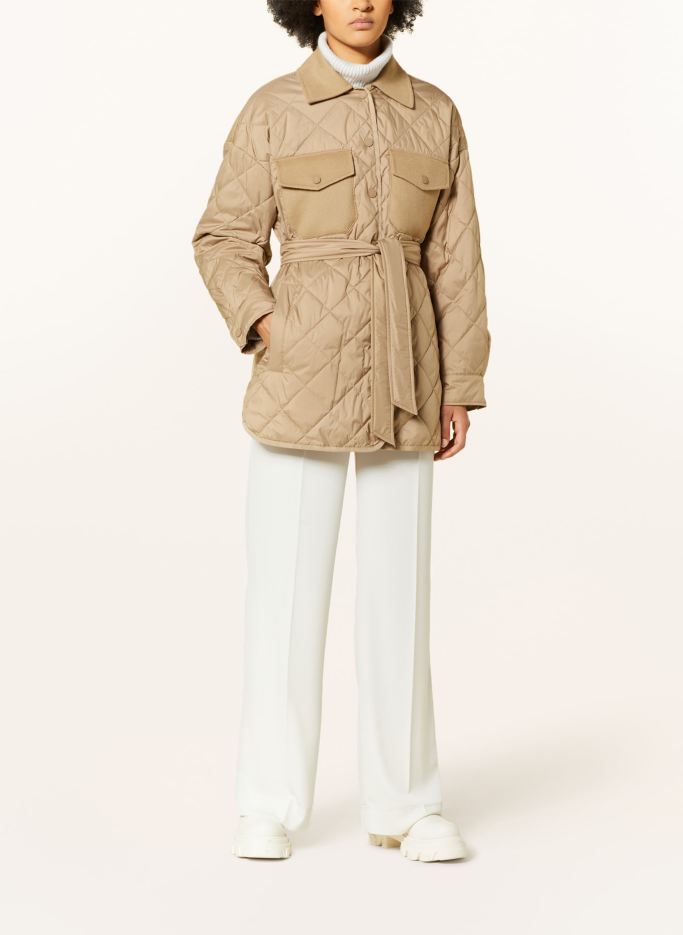WEEKEND MaxMara Quilted coat PAPRICA in mixed materials, Color: CAMEL (Image 2)