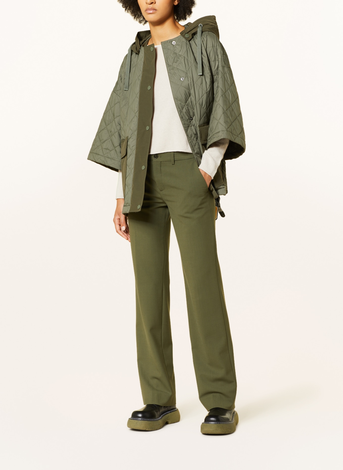 WEEKEND MaxMara Quilted coat TEQUILA with removable hood, Color: OLIVE (Image 2)