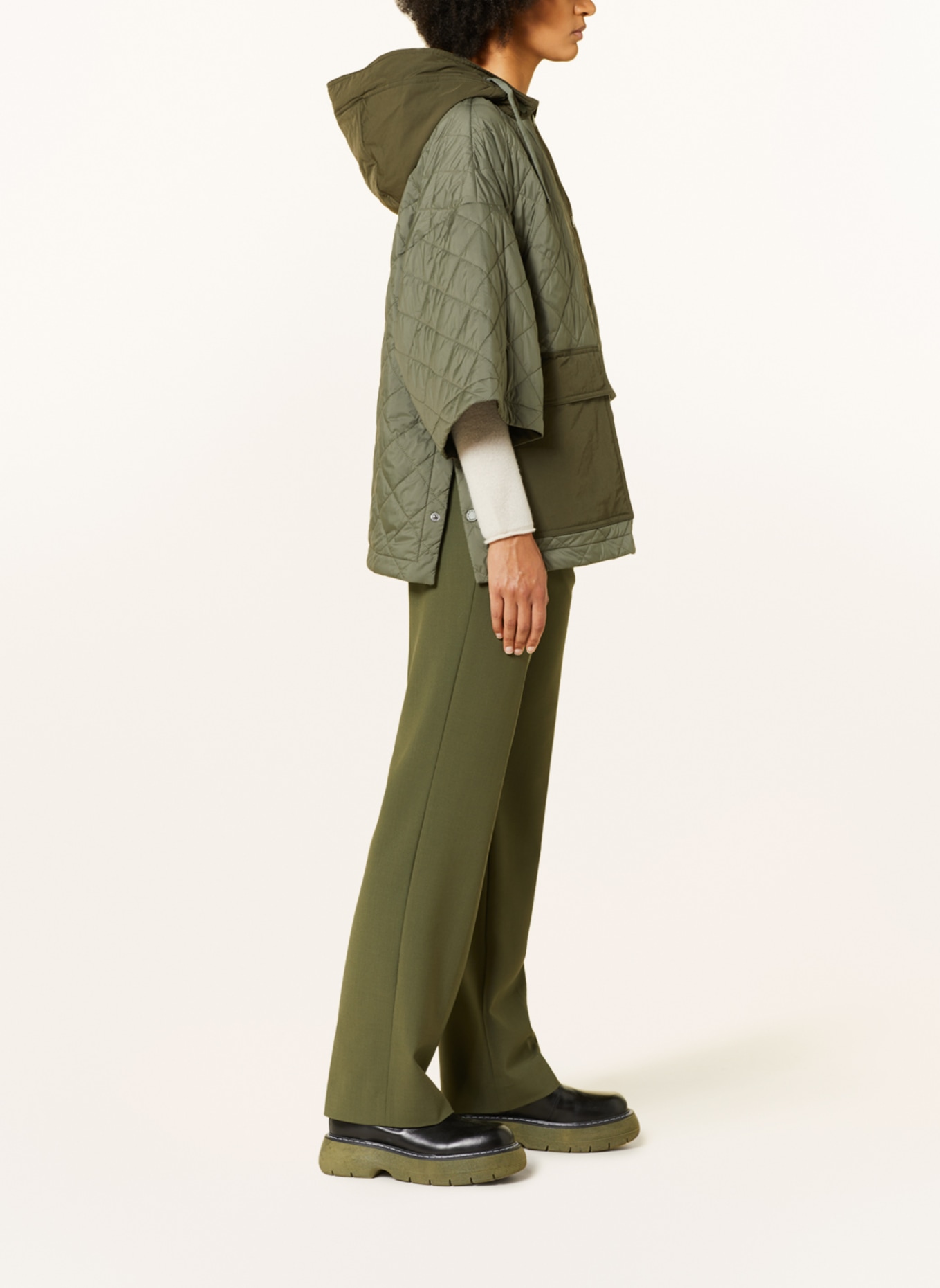 WEEKEND MaxMara Quilted coat TEQUILA with removable hood, Color: OLIVE (Image 4)