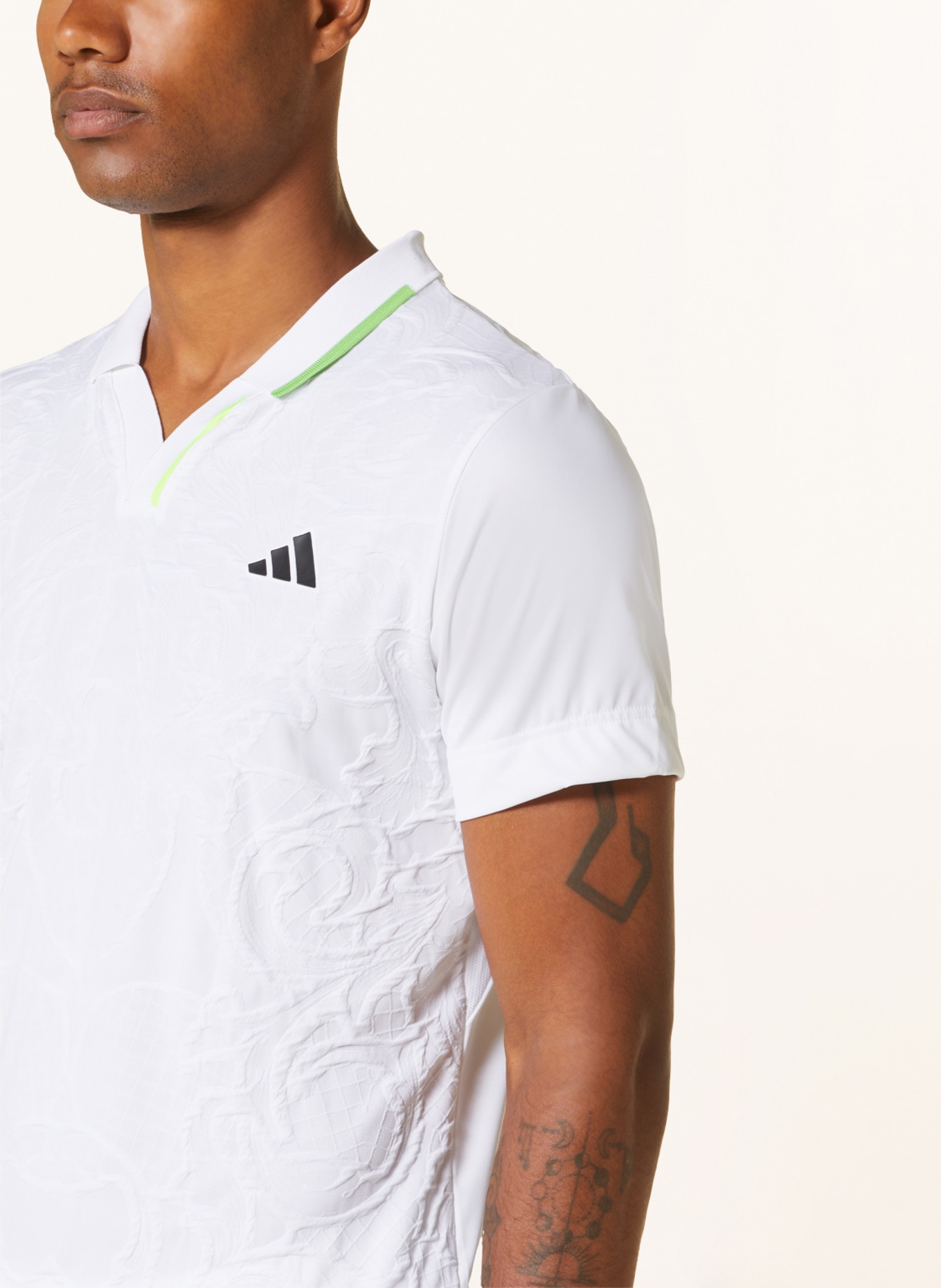 adidas Performance polo shirt AEROREADY FREELIFT PRO, Color: WHITE/ NEON GREEN (Image 4)