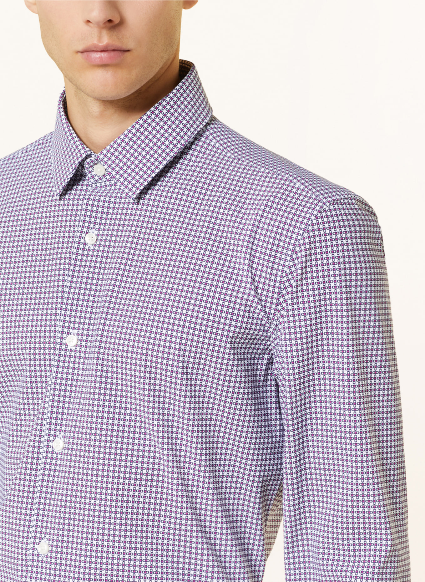 BOSS Jerseyhemd HANK PERFORMANCE Slim Fit, Farbe: PINK/ WEISS/ BLAU (Bild 4)