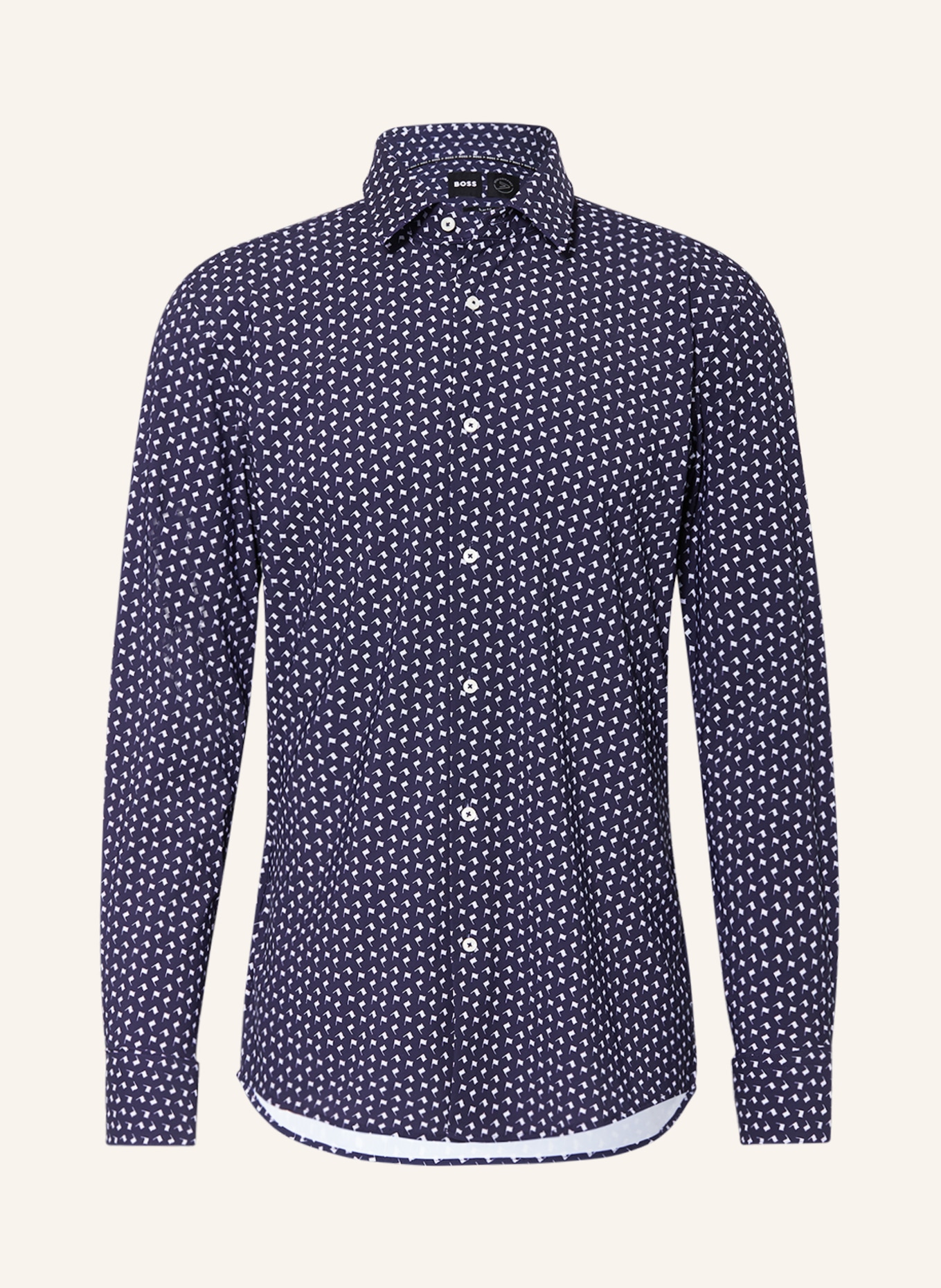 BOSS Jerseyhemd HANK PERFORMANCE Slim Fit, Farbe: DUNKELBLAU/ WEISS (Bild 1)