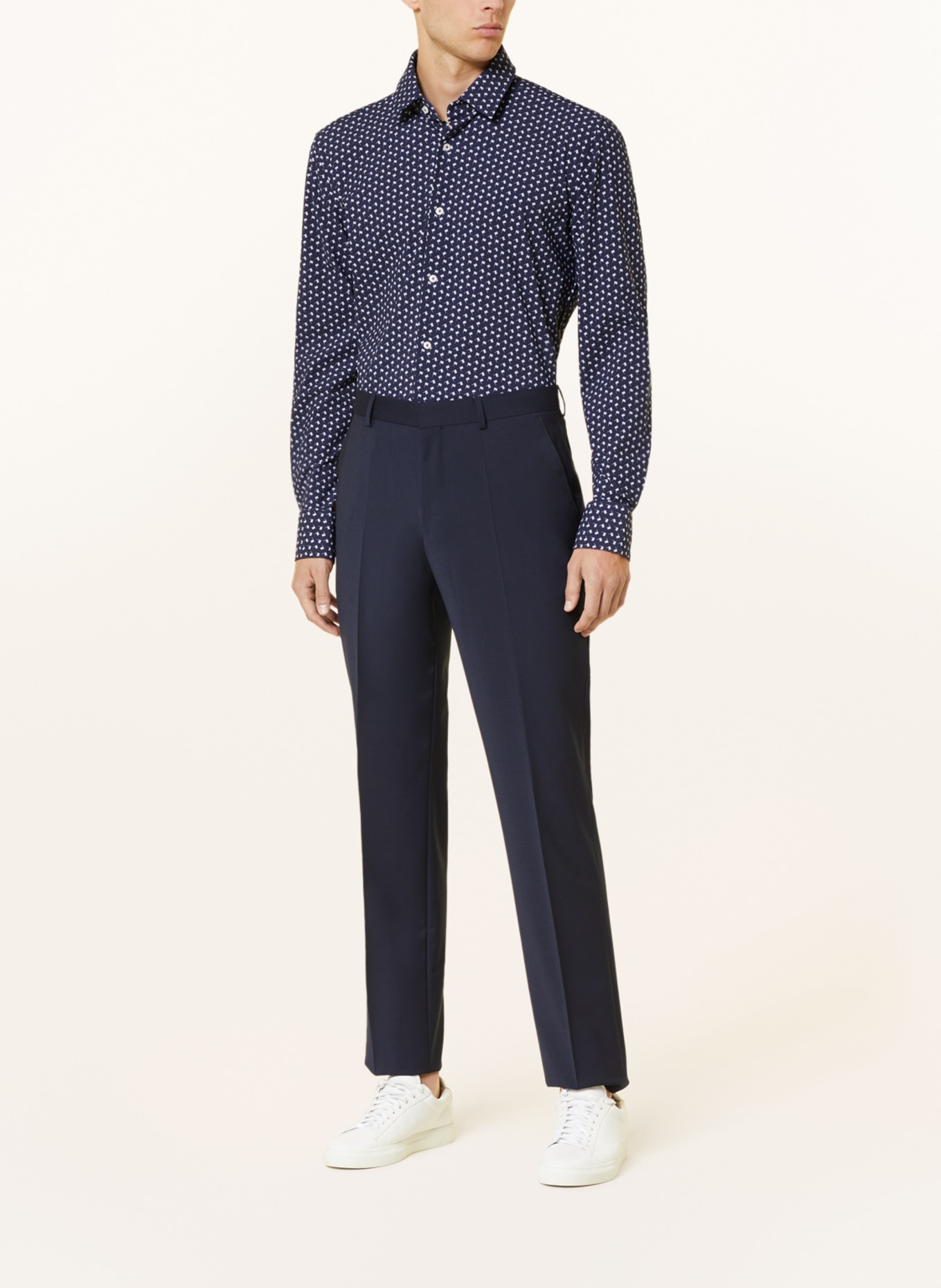 BOSS Jerseyhemd HANK PERFORMANCE Slim Fit, Farbe: DUNKELBLAU/ WEISS (Bild 2)