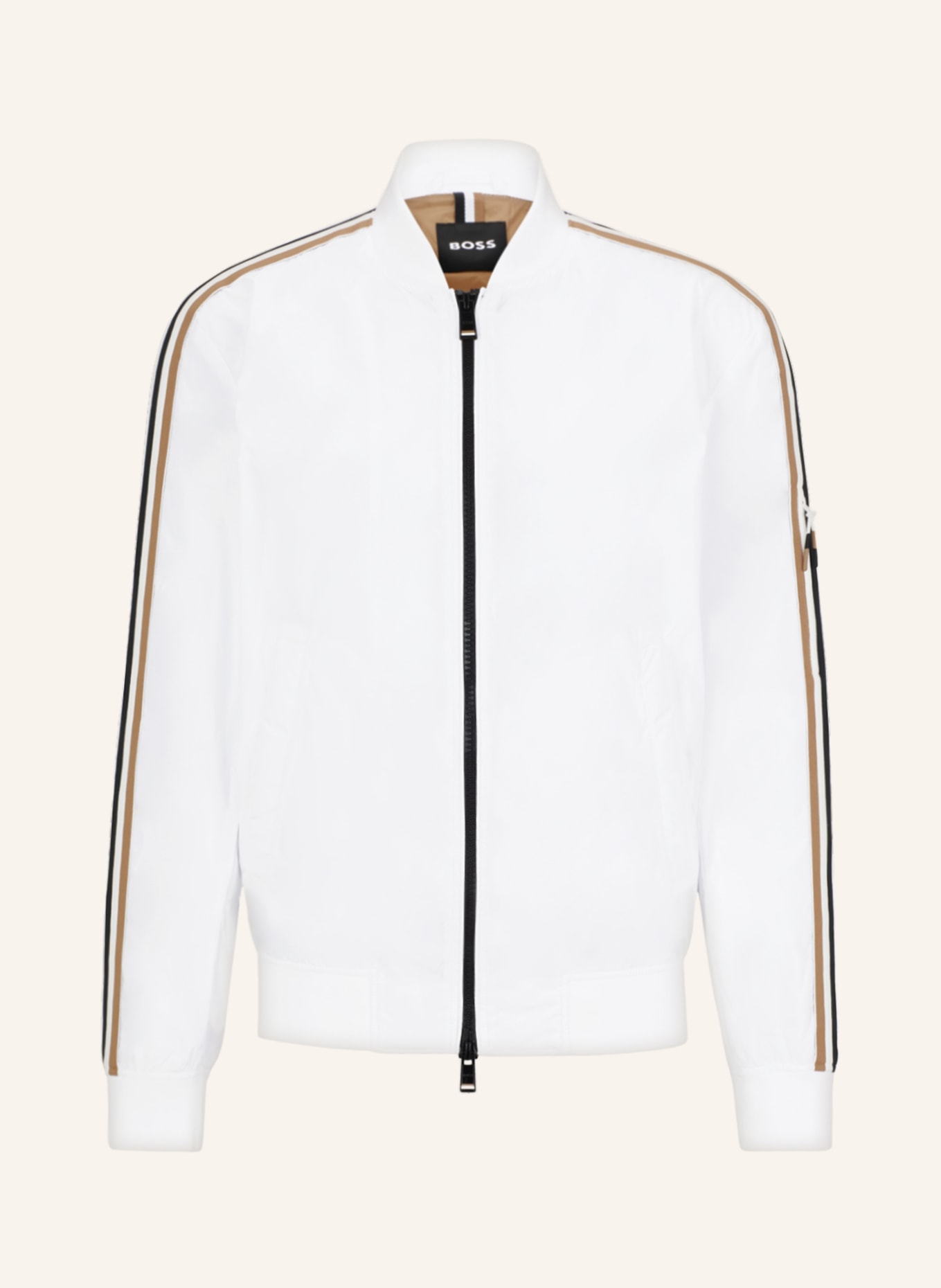 BOSS Bomber jacket COLTRANE with tuxedo stripe, Color: WHITE (Image 1)
