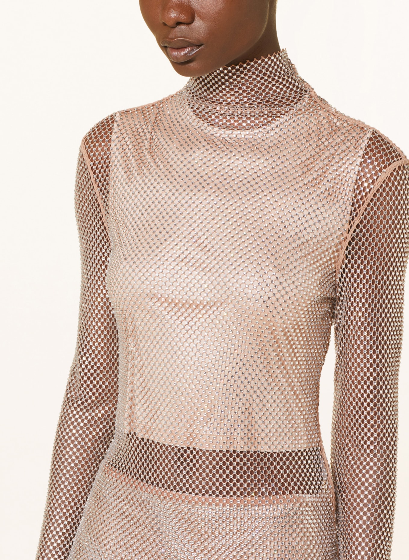 SPORTMAX Long sleeve shirt NOEMI with decorative gems, Color: SILVER (Image 4)