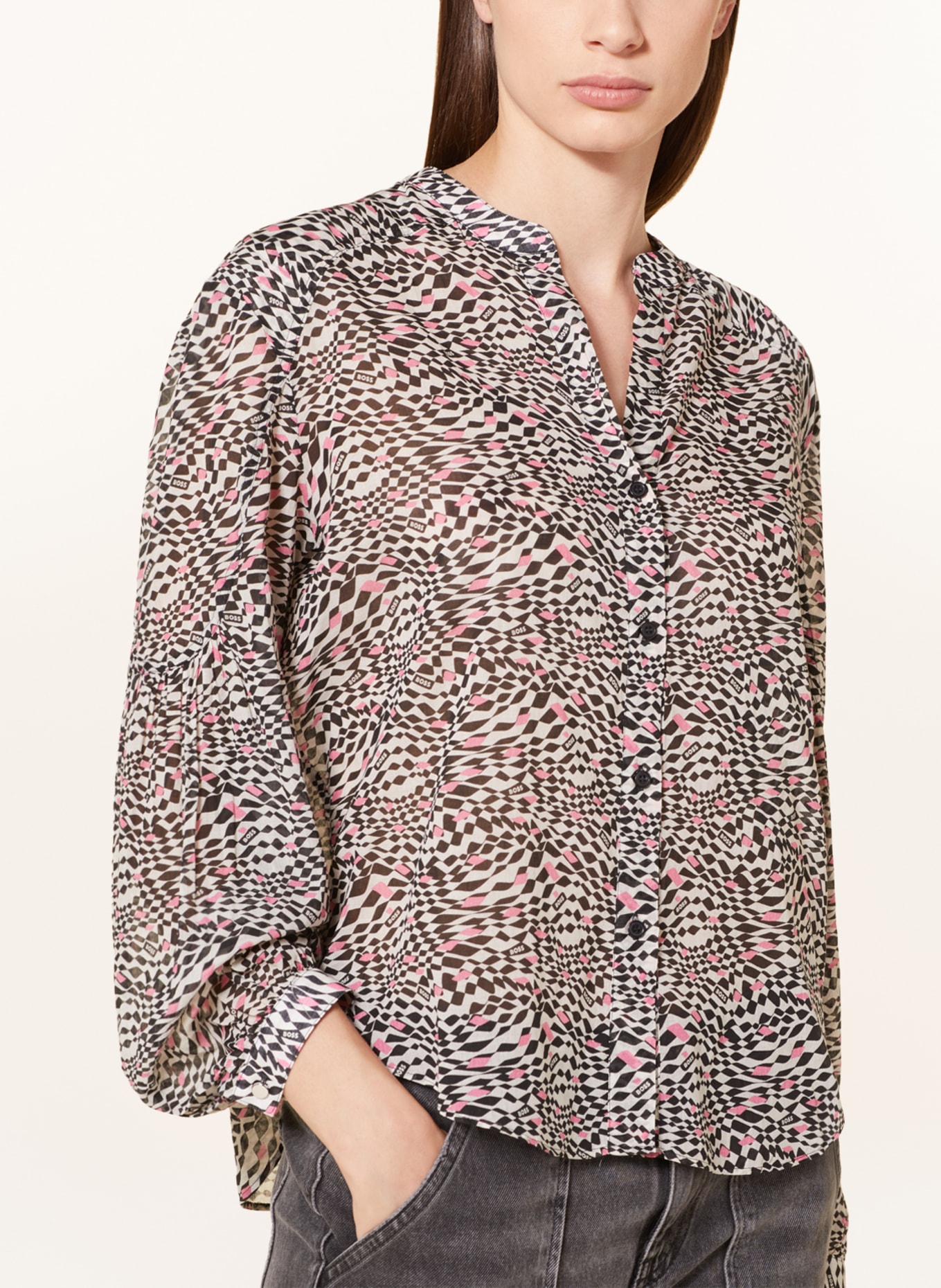 BOSS Blouse BERDAY, Color: BLACK/ WHITE/ PINK (Image 4)